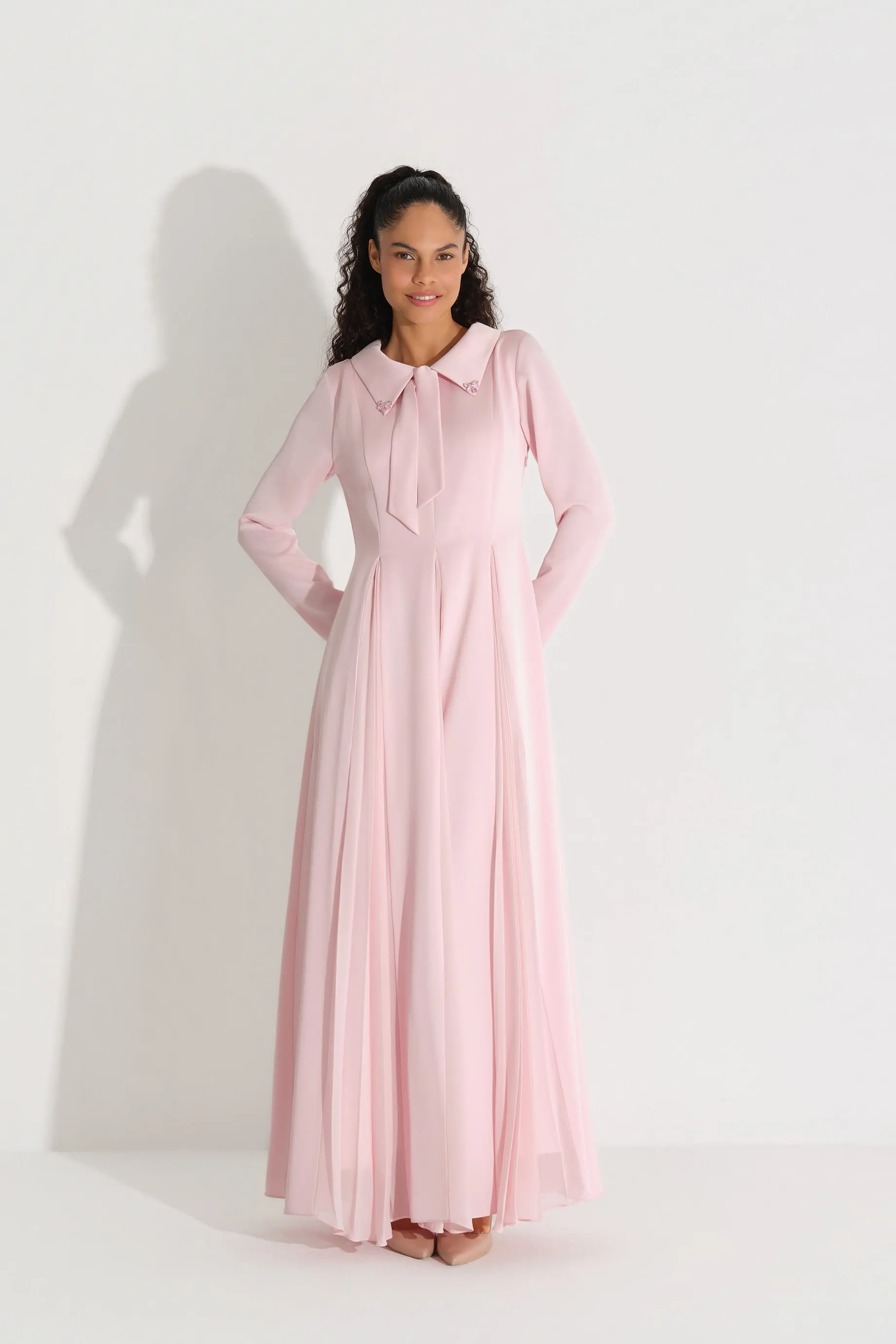 Lace Panel Crepe Dress – Pink, photo 3