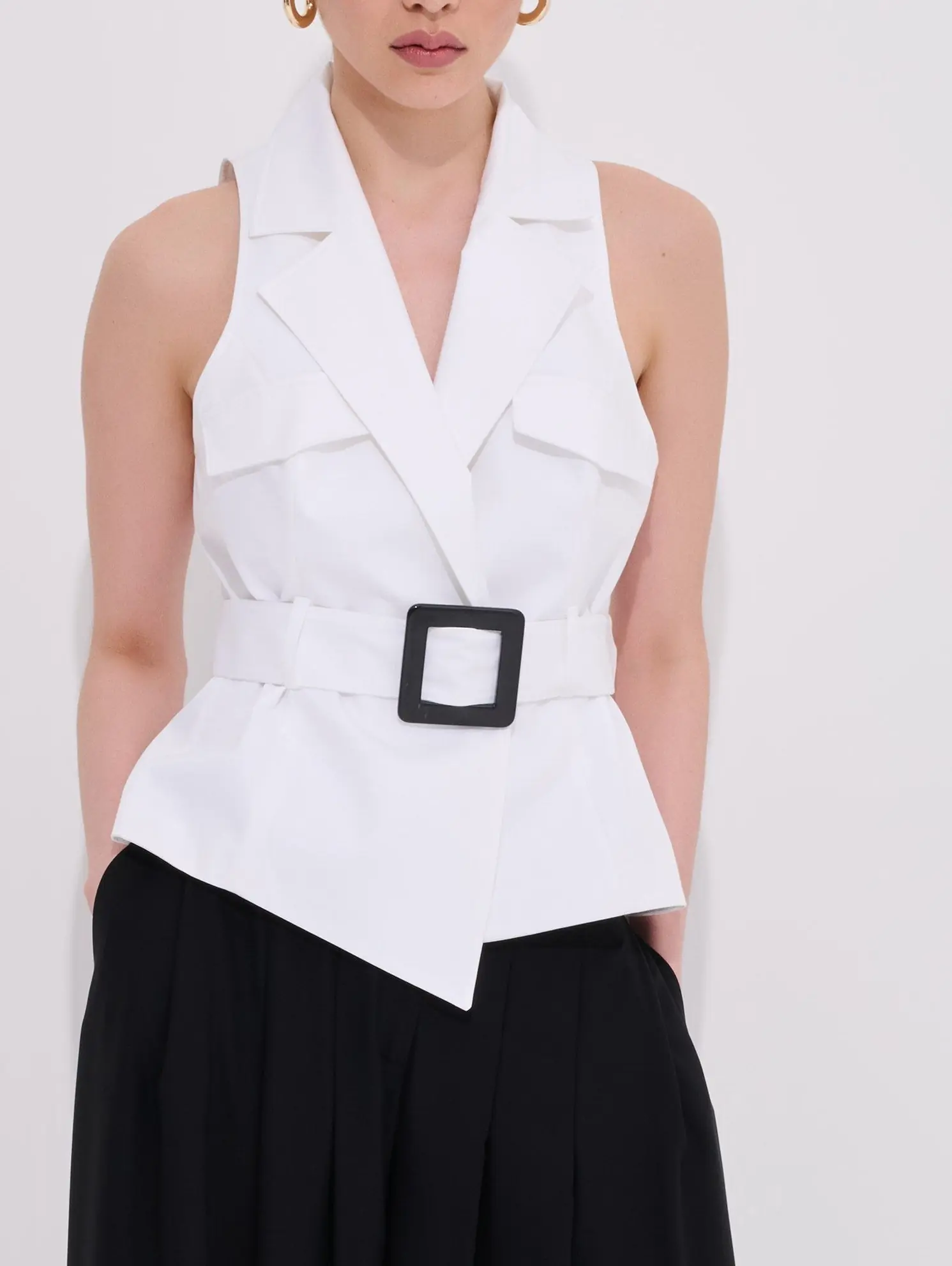Lia Square Buckle Vest 100% Fine Organic Cotton, photo 3