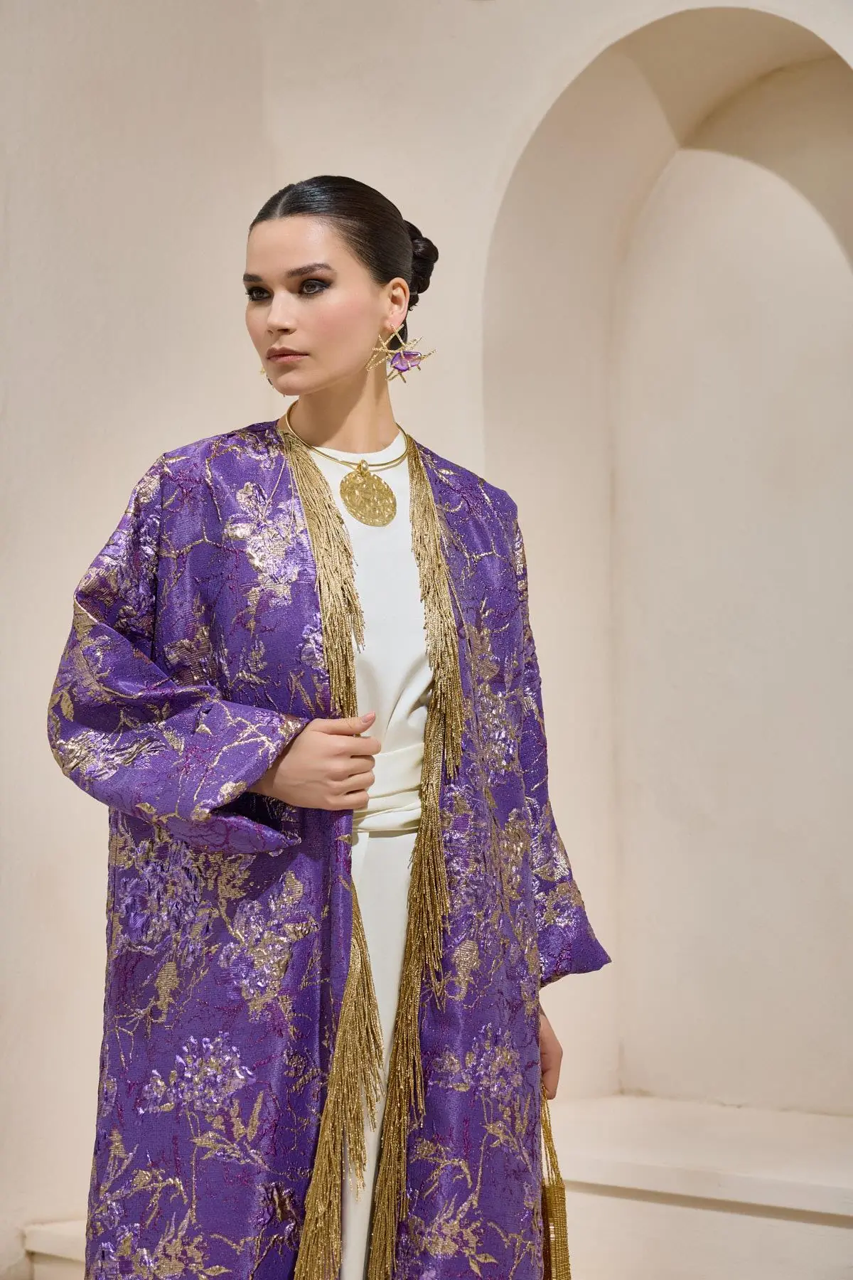 Brocade Abaya – Purple, photo 3