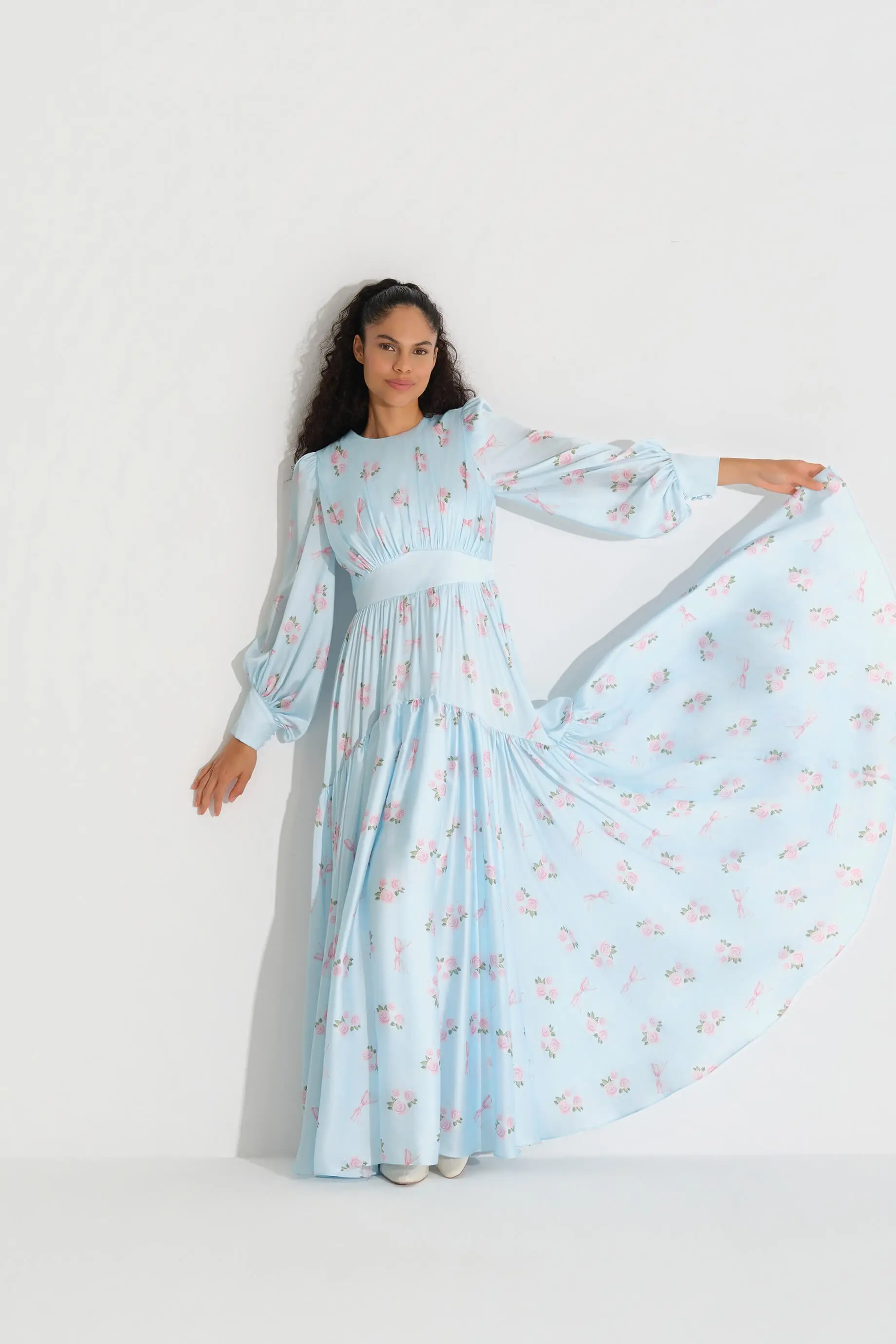 Corset-Inspired Satin Dress – Blue, photo 5