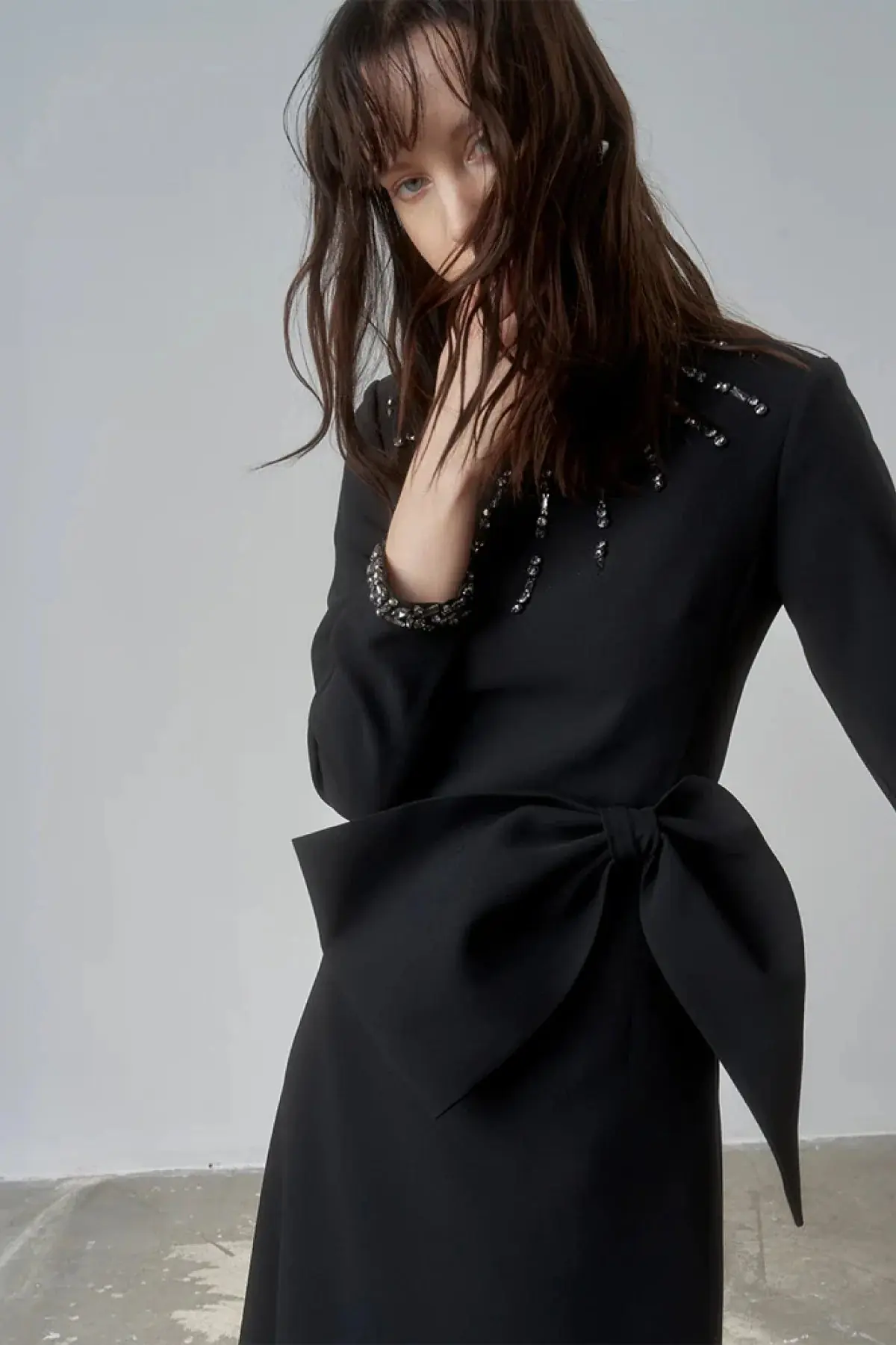 Embellished Bow Detail Evening Gown – Black, photo 4
