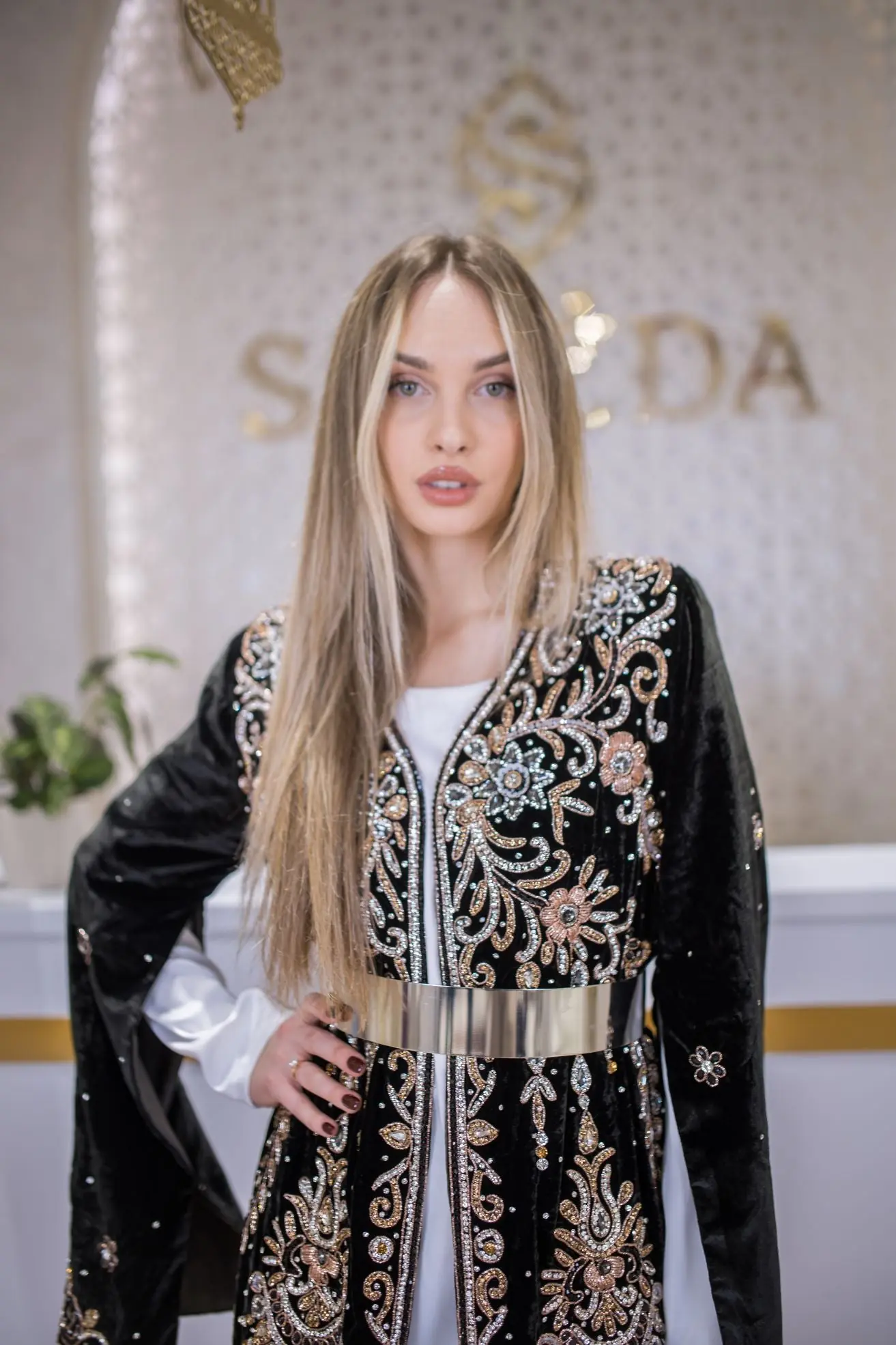 Velvet Empire Embellished Kaftan – Black, photo 3