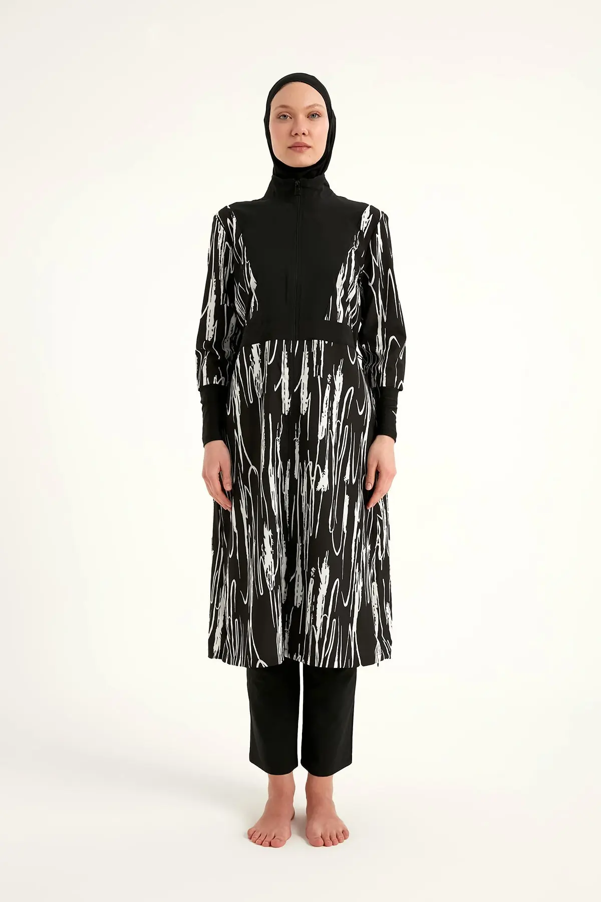 Black Full Coverage Swimwear Burkini Set M2504, photo 8