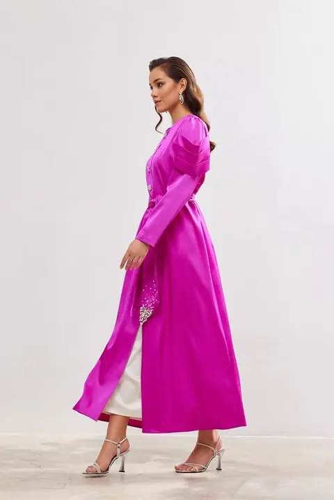 Roma Satin Abaya – Fuchsia, photo 3
