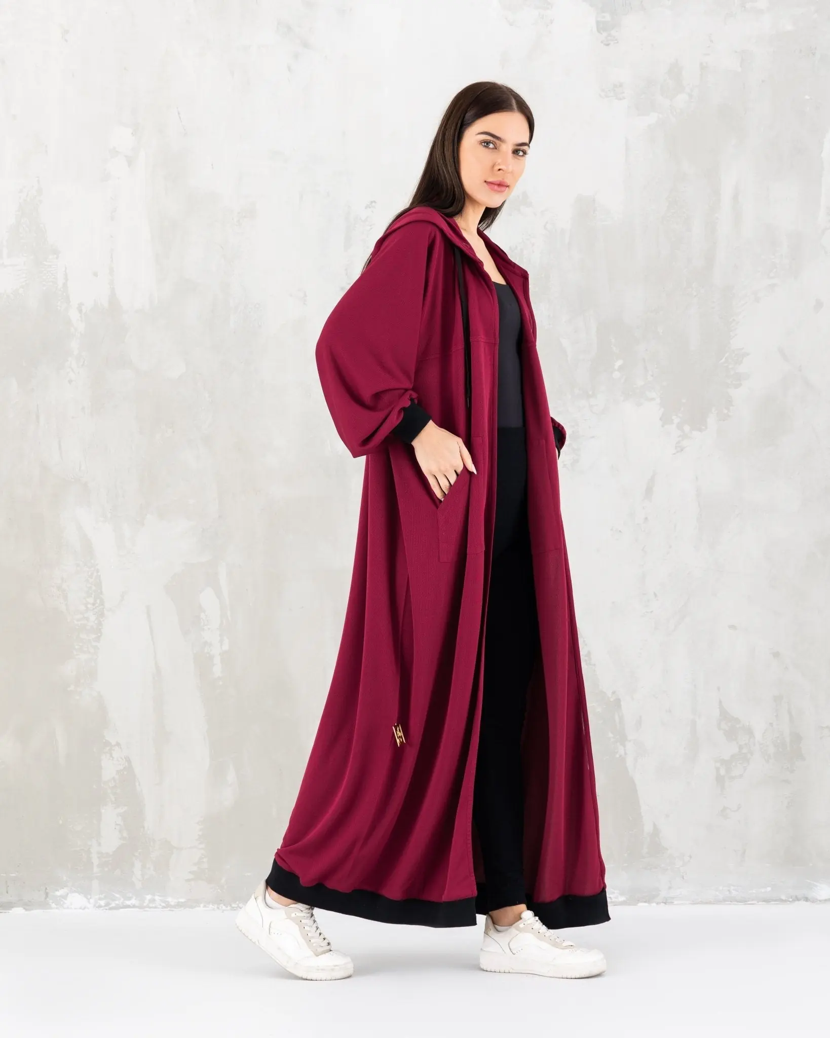 Maroon Hoodie Sporty Abaya, photo 5