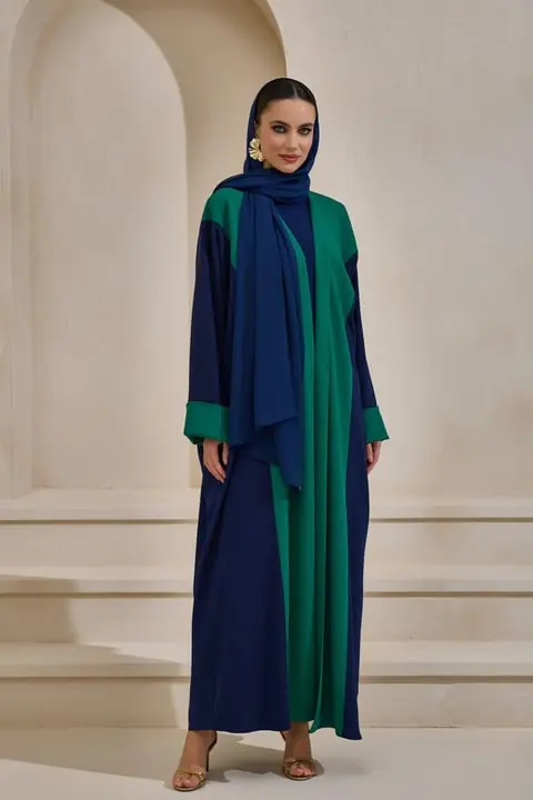 Casual Abaya - Navy Blue Green
