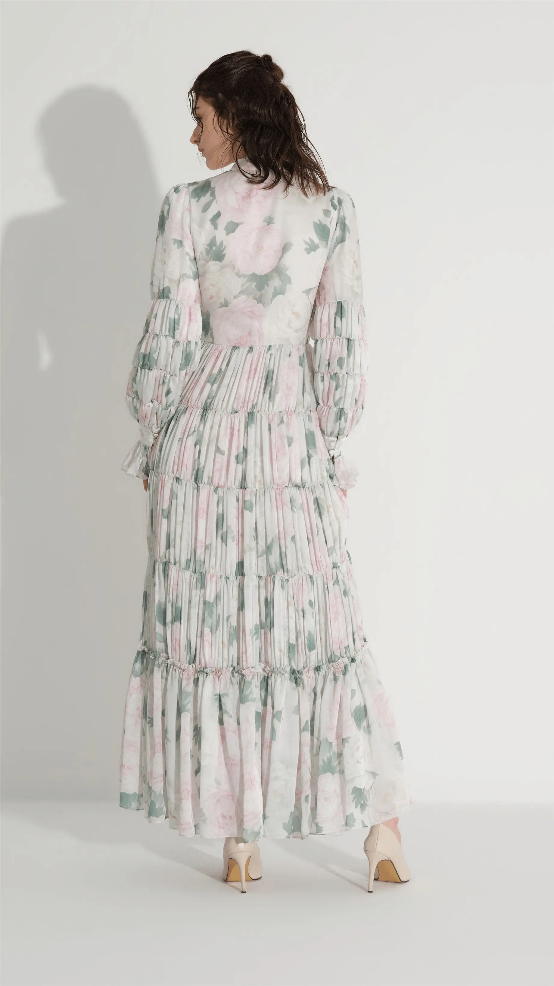 Tiered Gathered Floral Dress – Green, photo 5