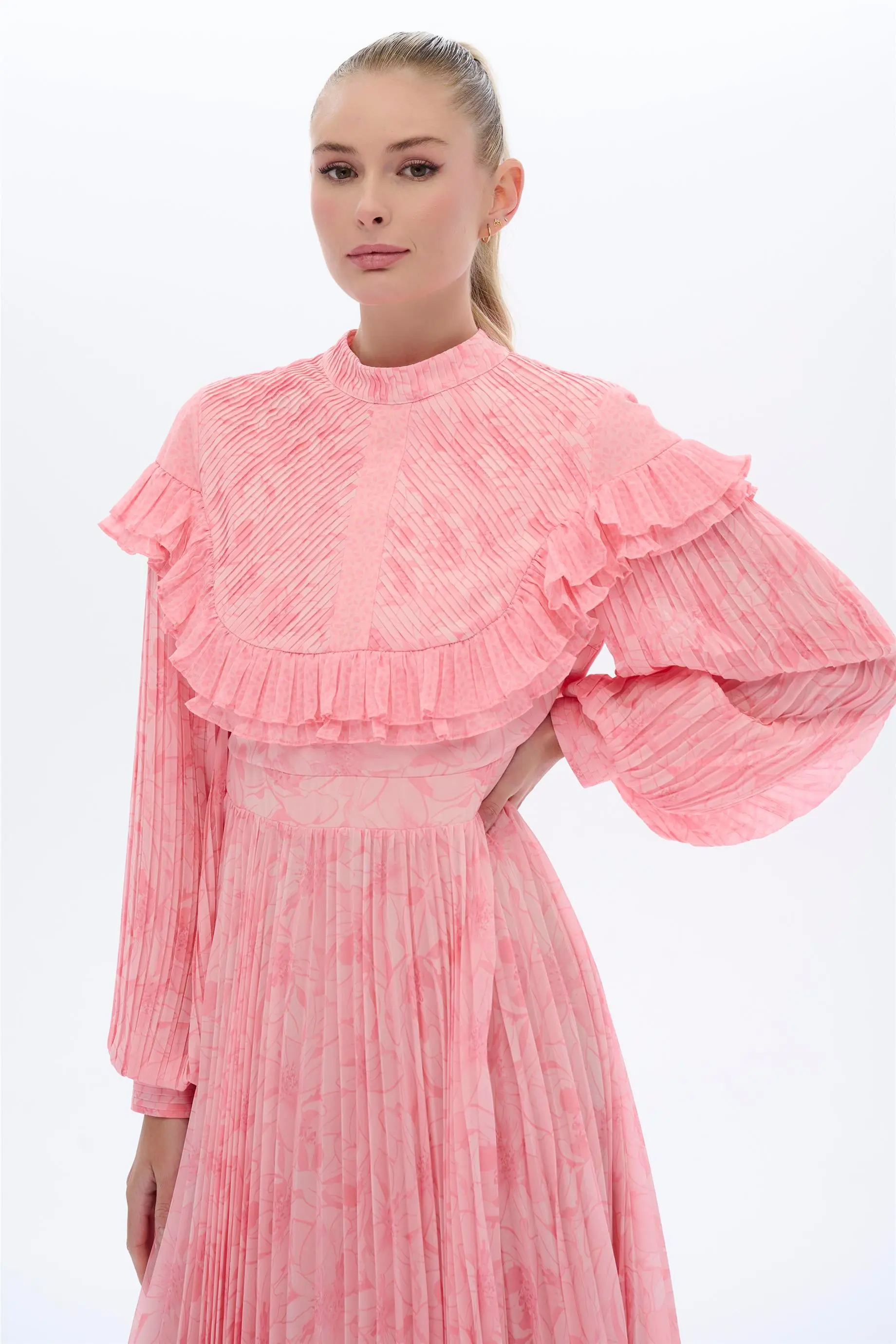DESENLİ PLATA ELBİSE Pembe, photo 2