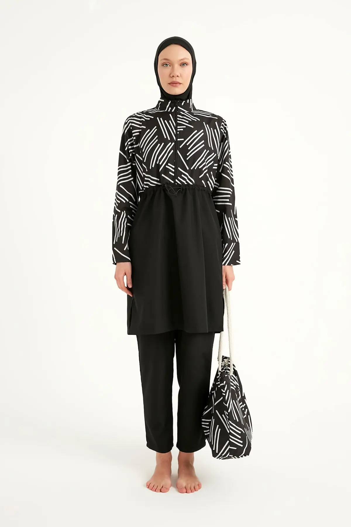 Black Full Coverage Modest Swimwear Set for Women R2509, photo 5