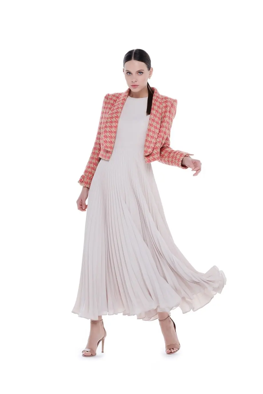 Baroque Cropped Tweed Jacket – Powder, photo 4