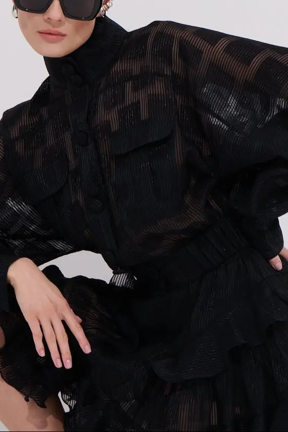 Violaine Blouse Transparent Checkered Texture, photo 4