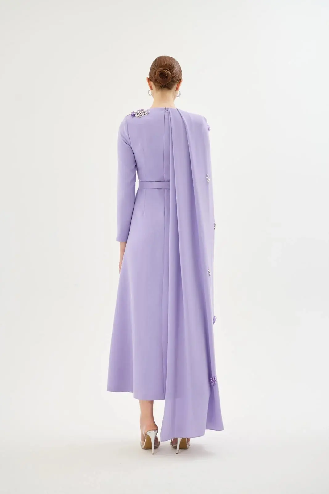 Liliowy Cape Detail Dress – Lilac, photo 4