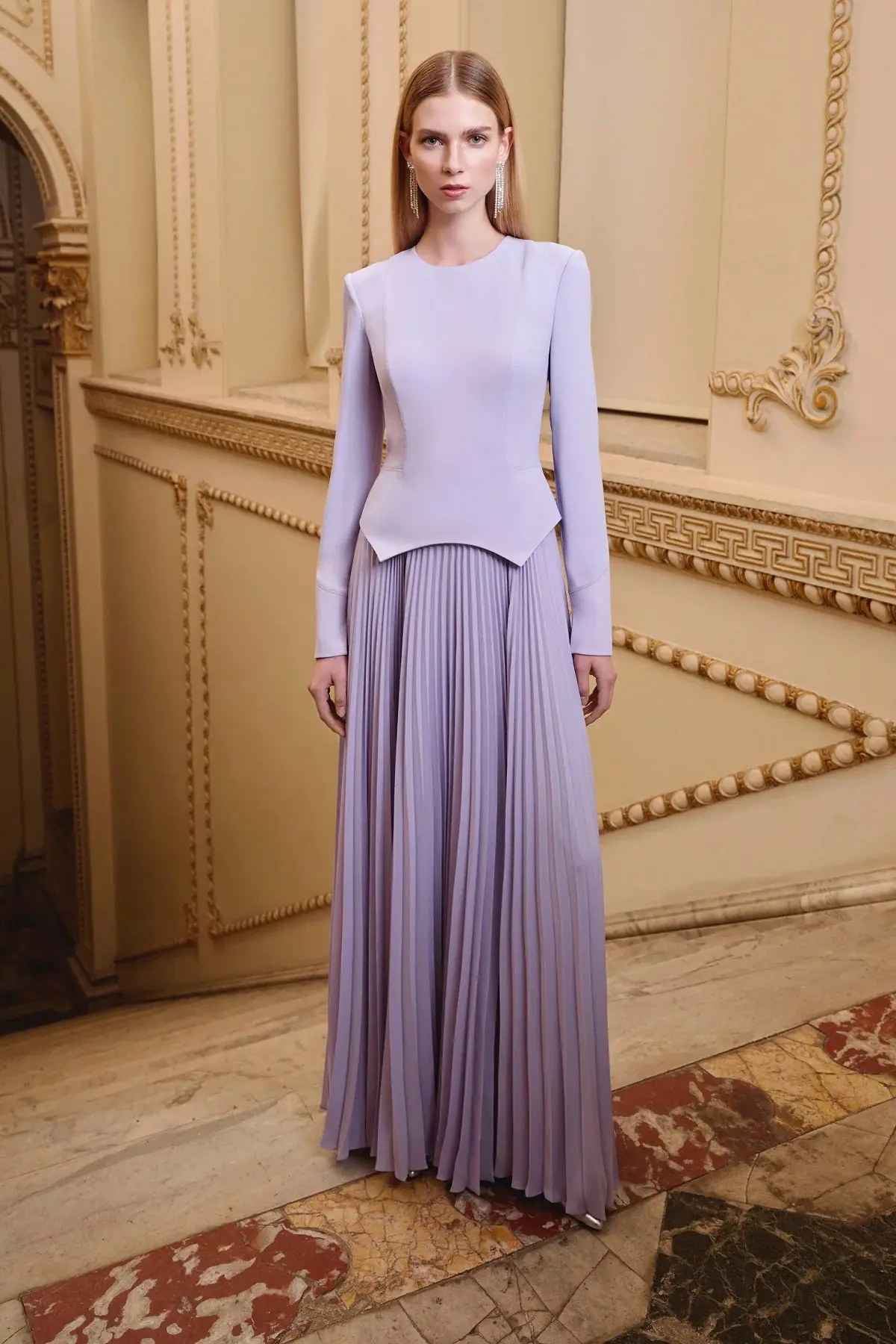 Pleated Evening Dress – Lilac