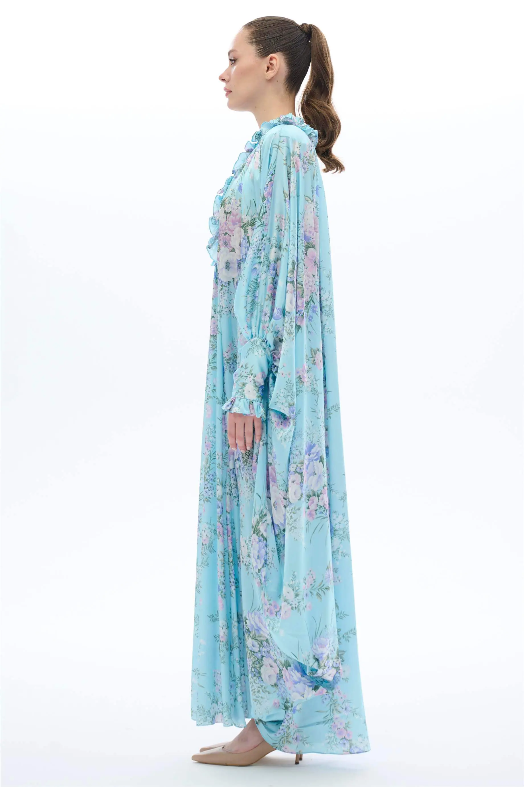 Striped Detail Kaftan Dress – Lihgt Blue, photo 3