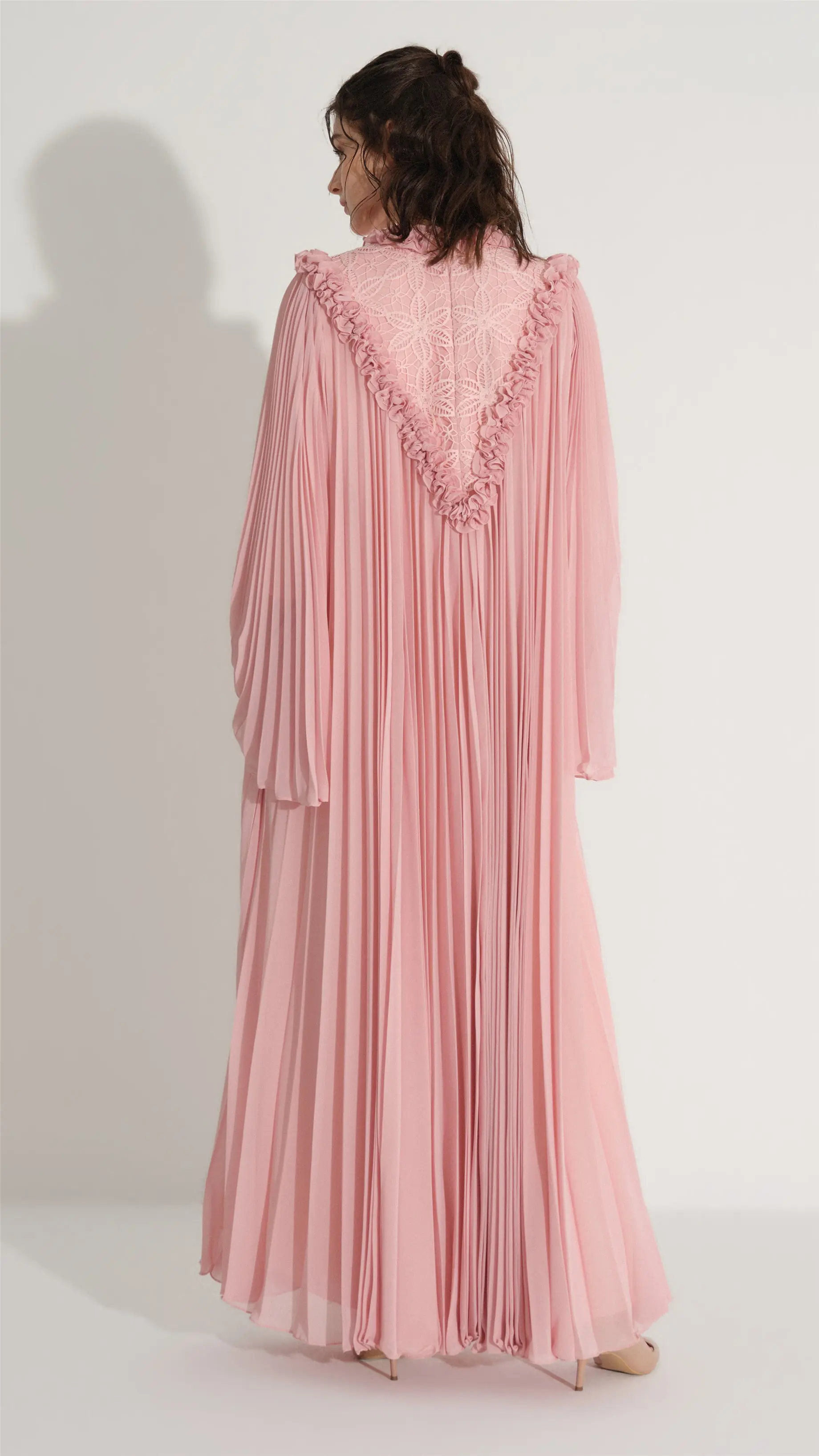 Lace & Ruffle Pleated Dress - Pink, photo 7
