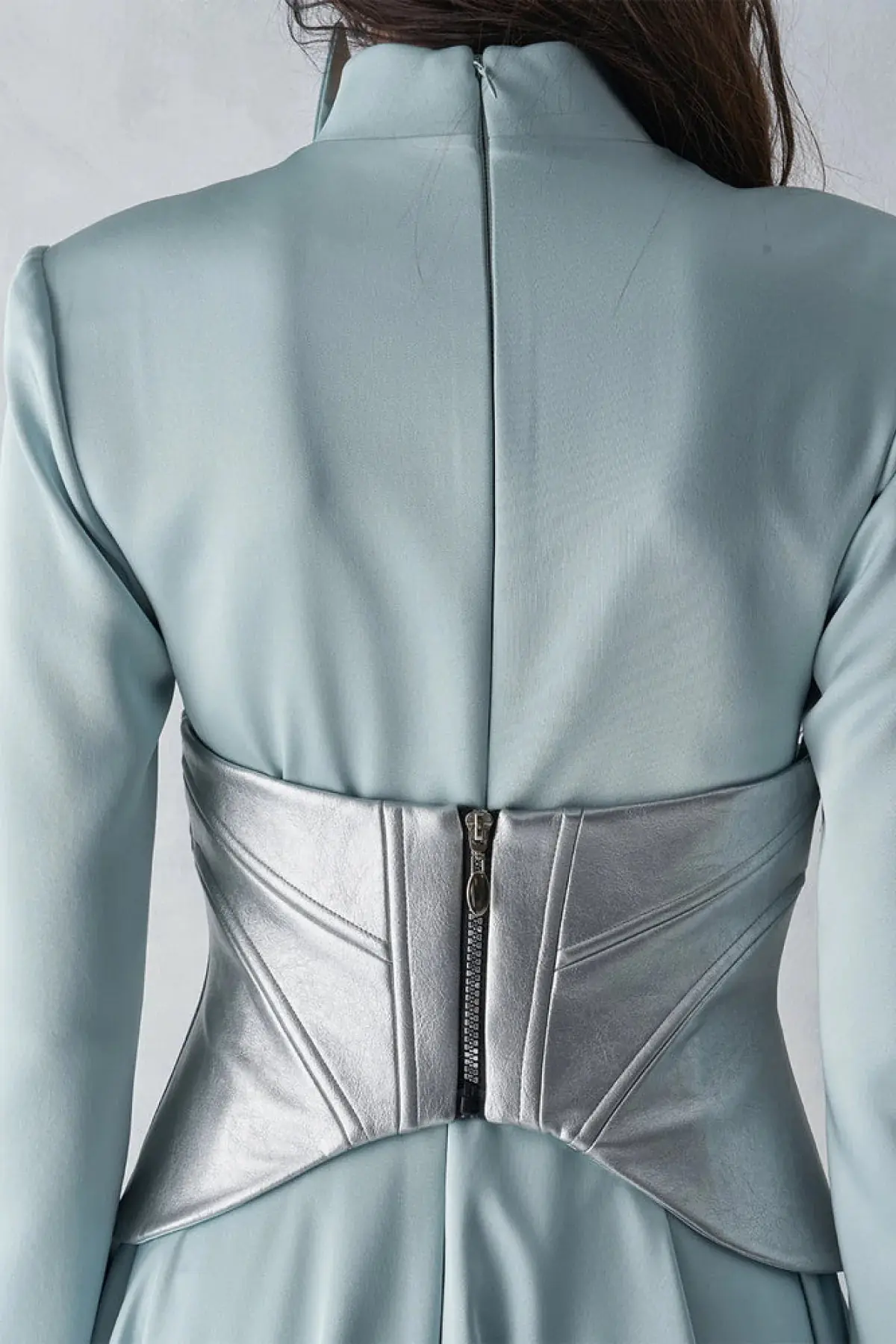 Satin Gown with Metallic Corset – Mint, photo 7
