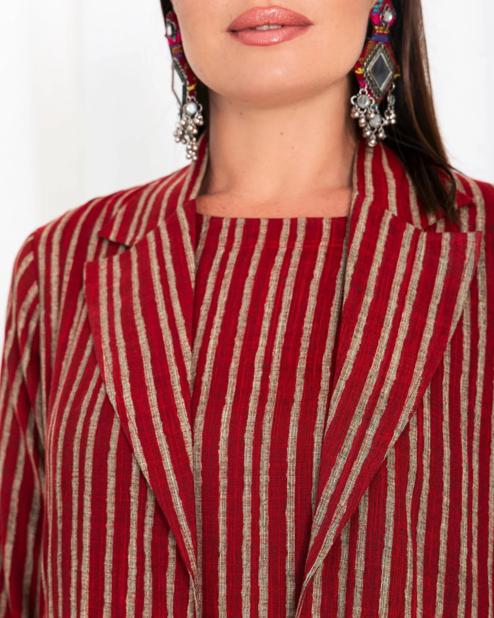 Maroon Stripe Jacket Abaya, photo 2