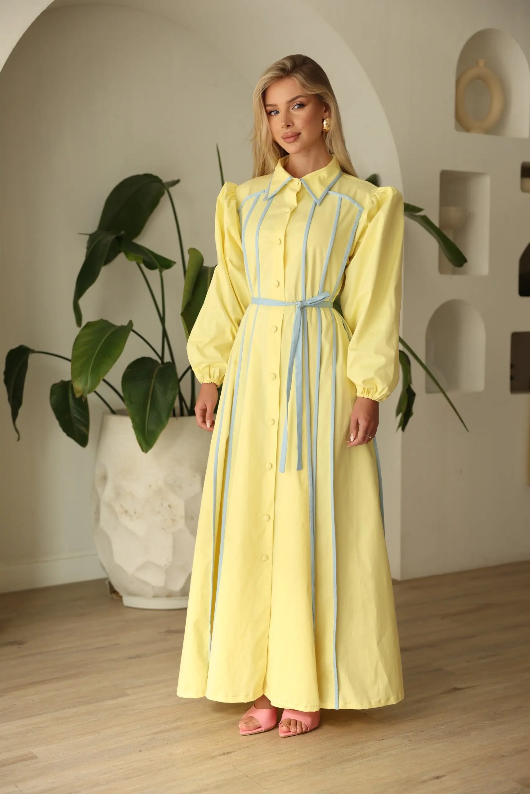 Santorini Yellow Striped Maxi Dress