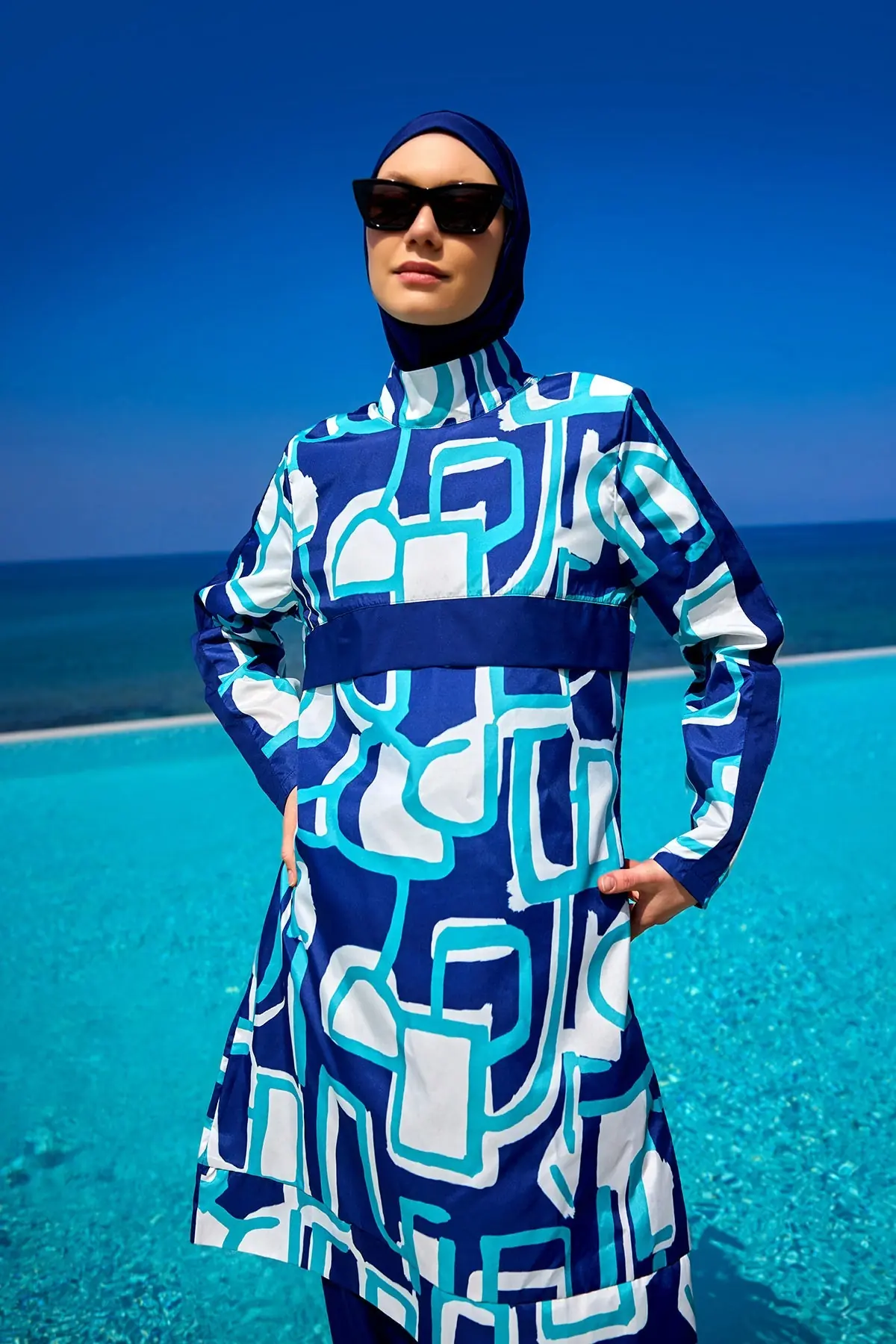 Navy Full Coverage Modest Swimwear Set - Blue, photo 2