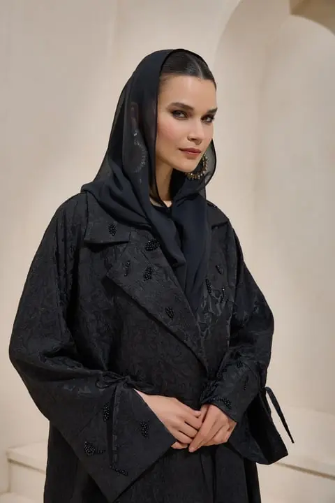 Classic Brocade Abaya – Black, photo 3