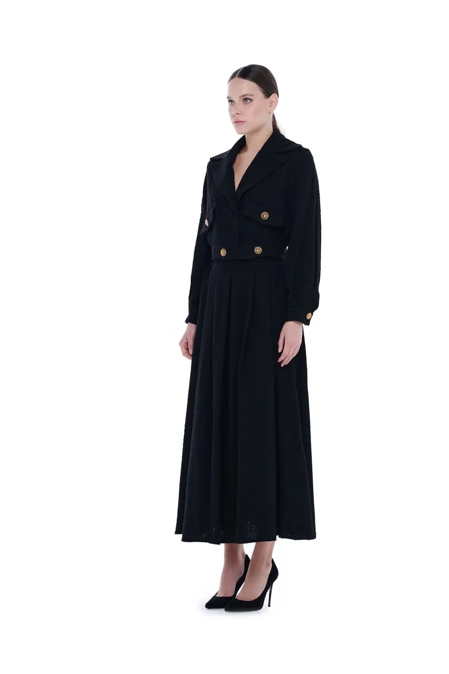 Passa Two-Piece Pleated Skirt Suit – Black, photo 3