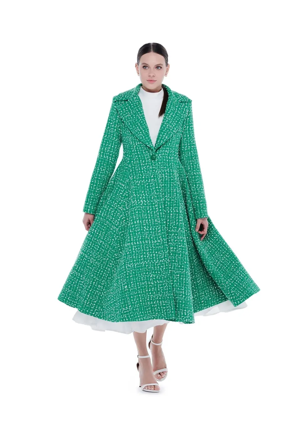 Liva Flared Hem Coat – Green, photo 4