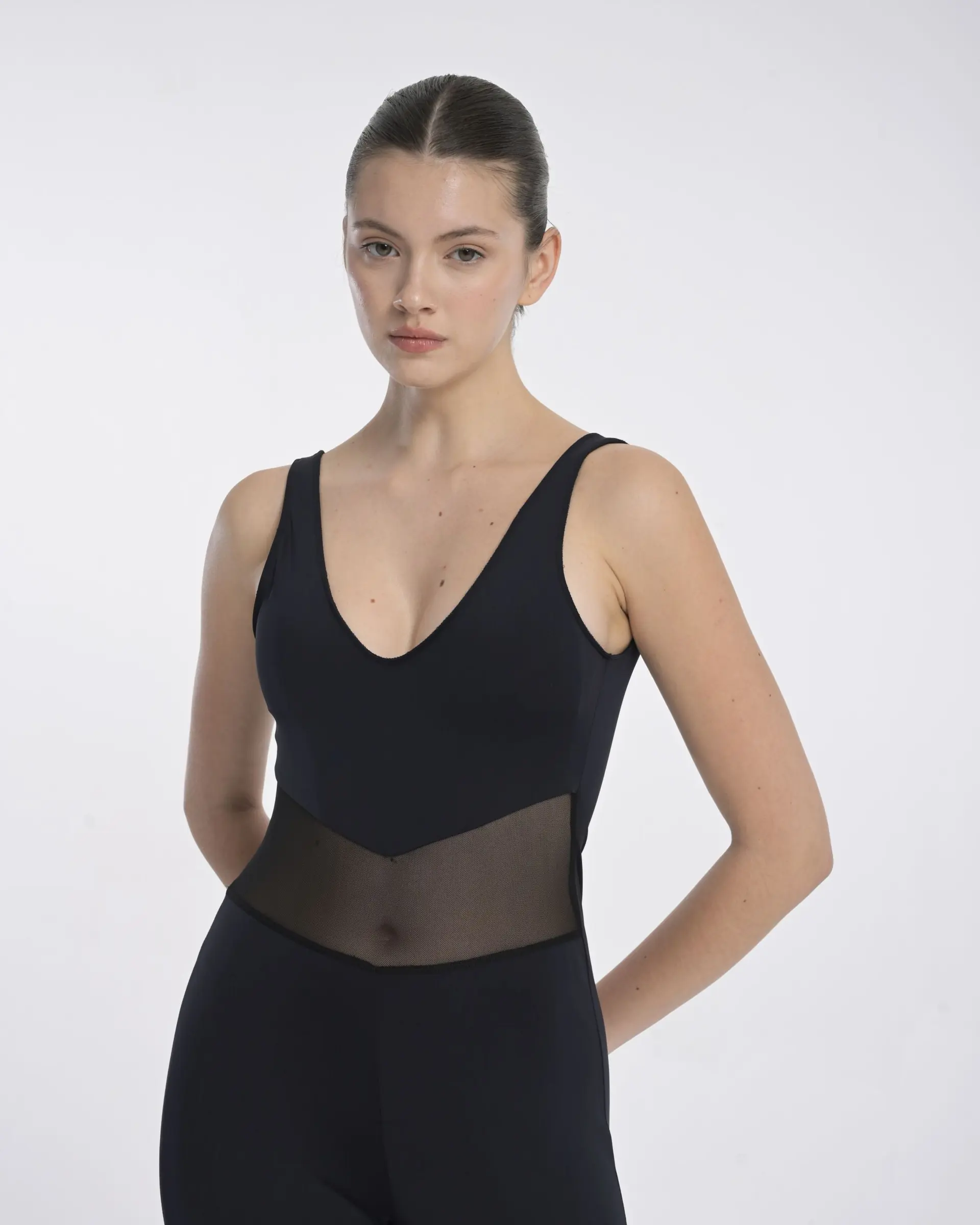 One-Piece Polyamide Modest Swim Jumpsuit with Mesh Waist Detail, photo 5