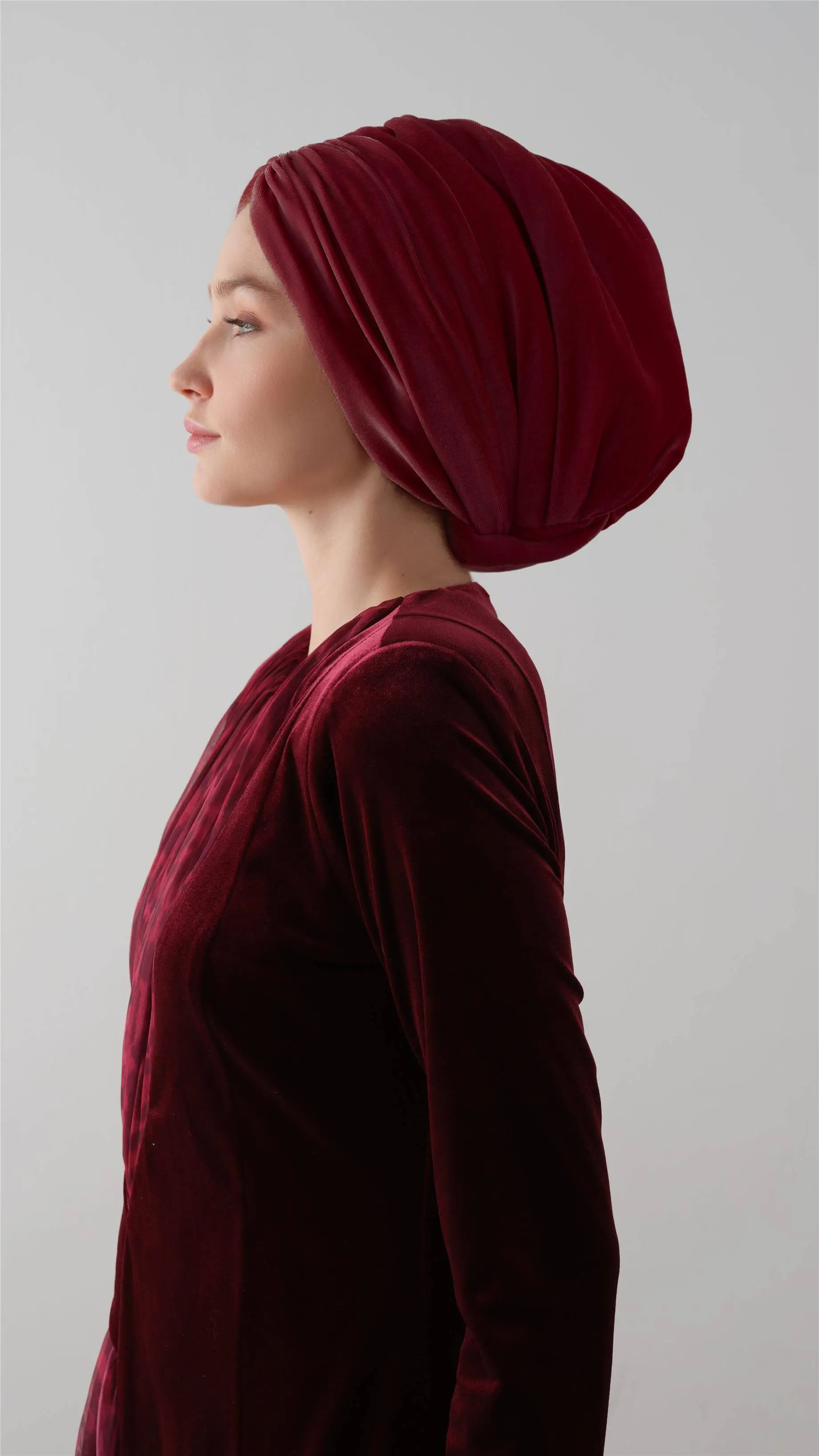 KADİFE DRAPE BONE Bordo, photo 2
