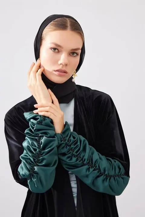 Feiruz Velvet Abaya - Black Green, photo 3