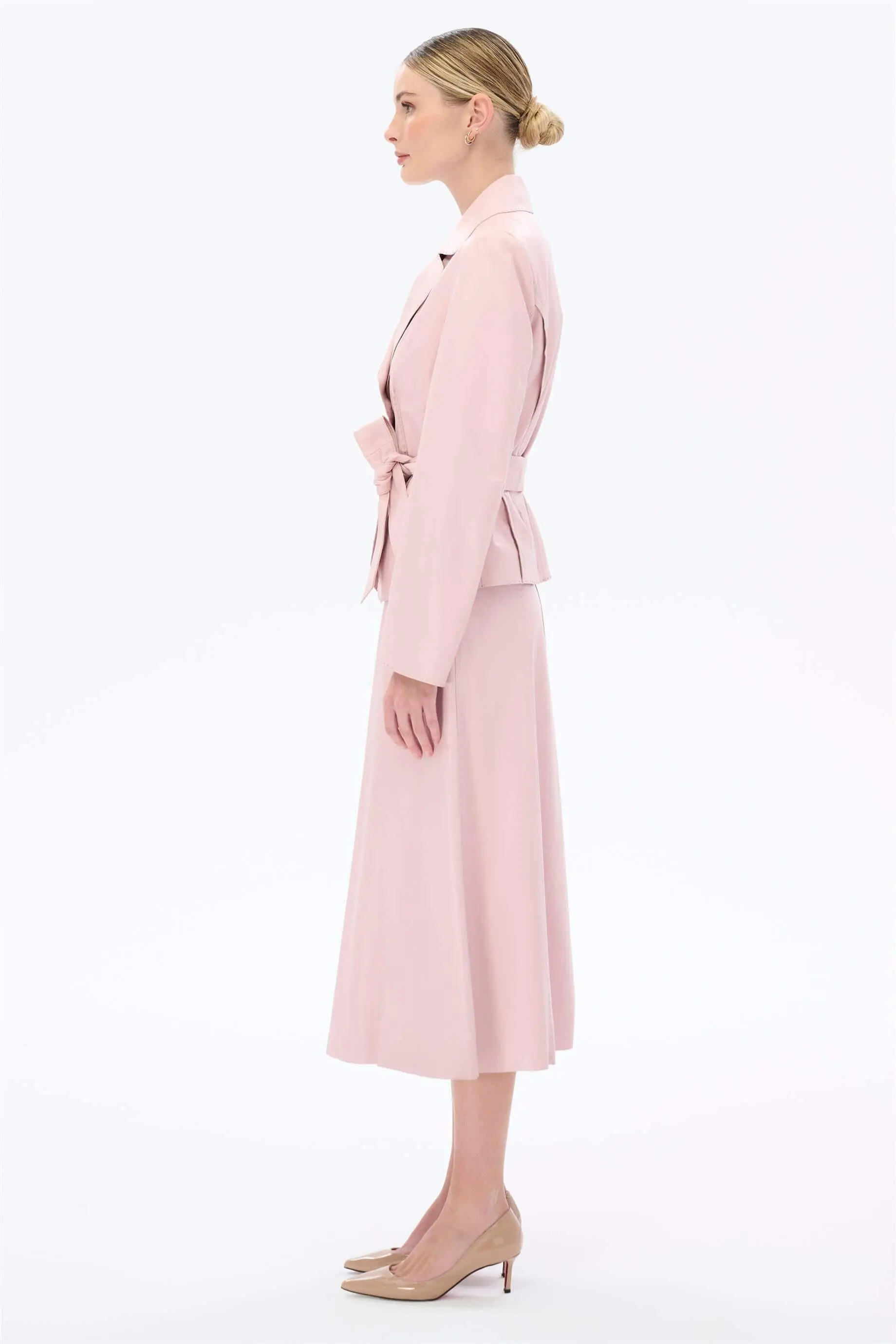 Leather Jacket & Midi Skirt Set Pink, photo 3