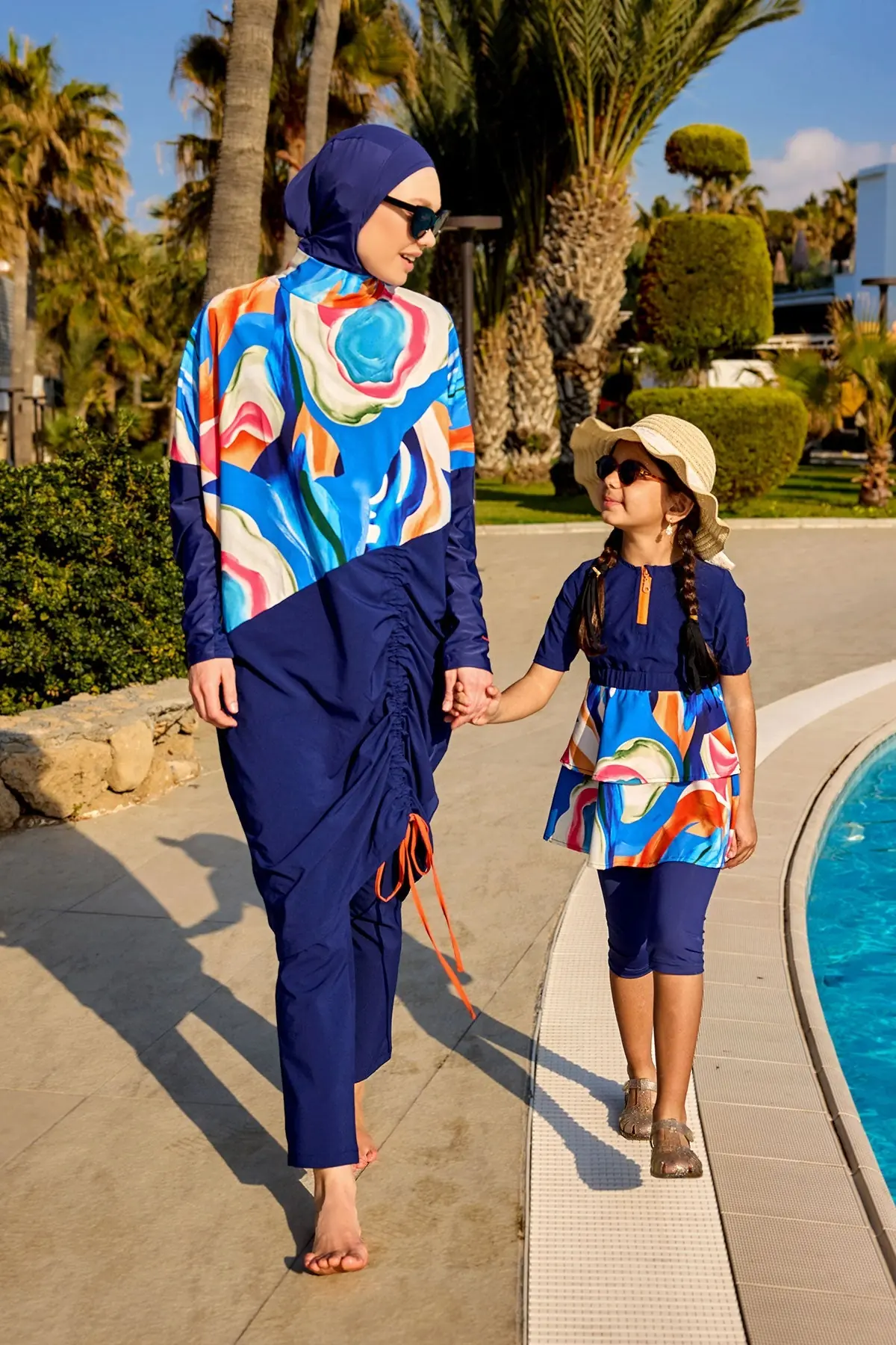 Marina Kids Modest Swimsuit – Blue Abstract, photo 3
