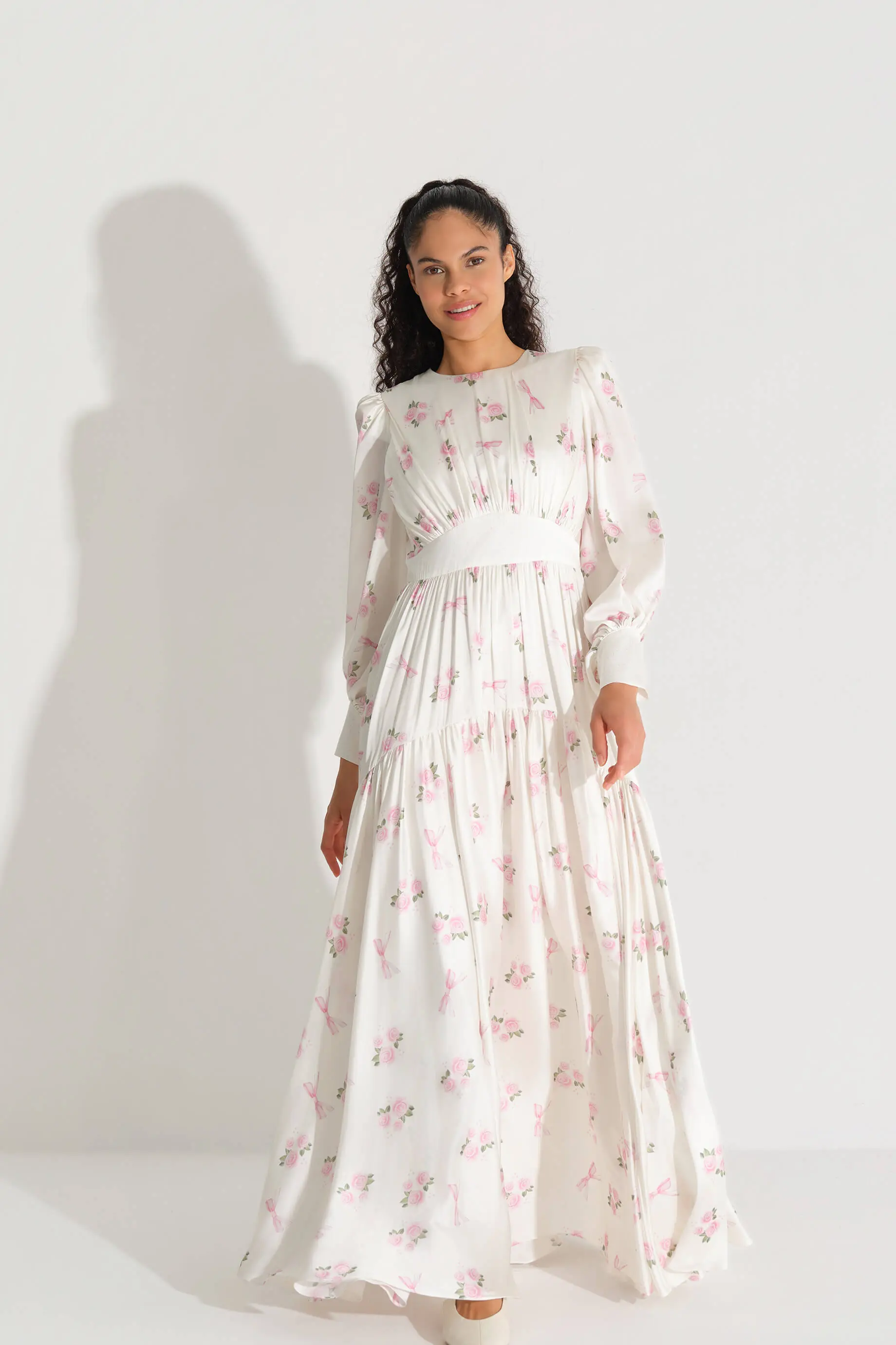 Corset-Inspired Satin Dress – Ecru, photo 2