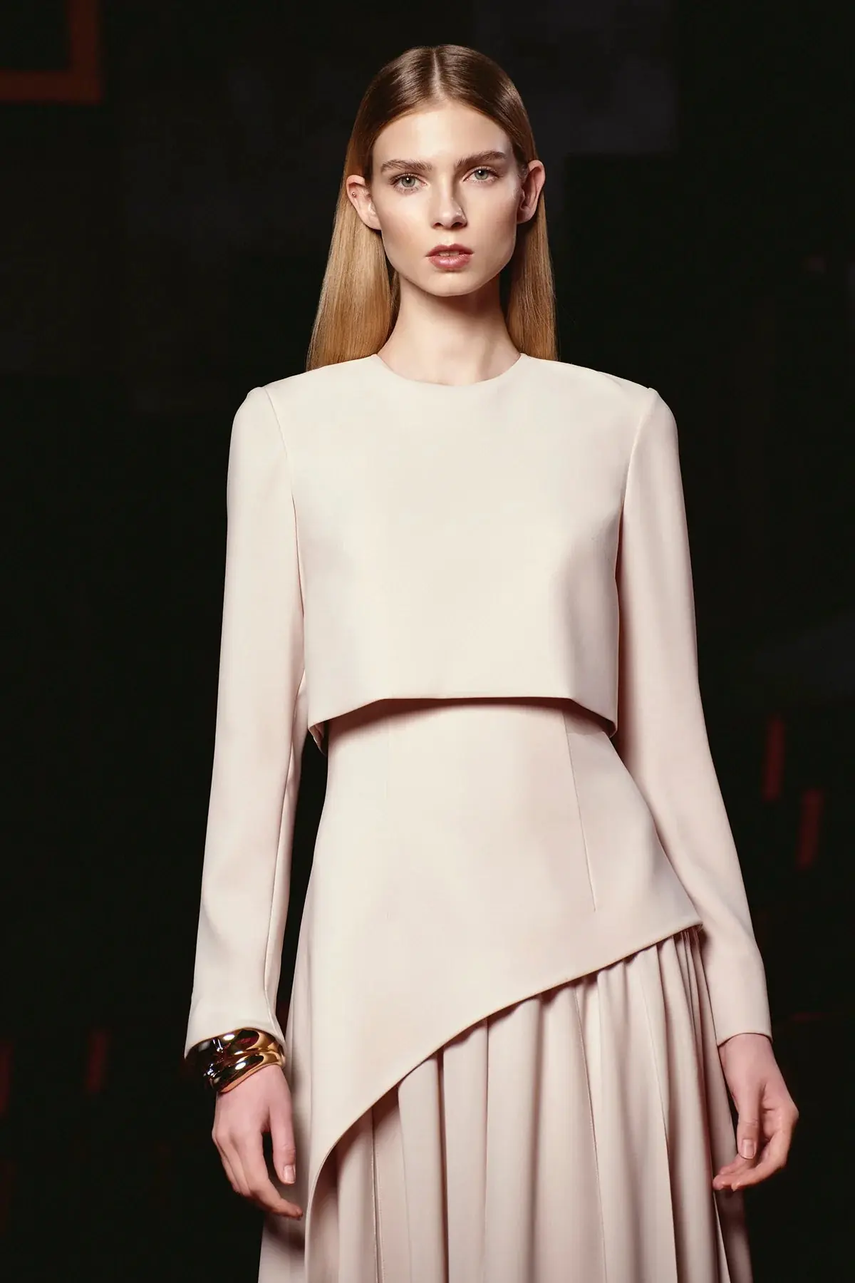 Layered Maxi Evening Dress – Beige, photo 2