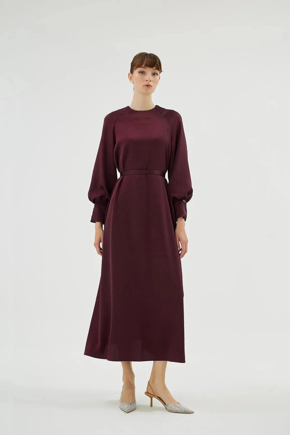 Eliza Embellished Dress – Bordeaux, photo 3