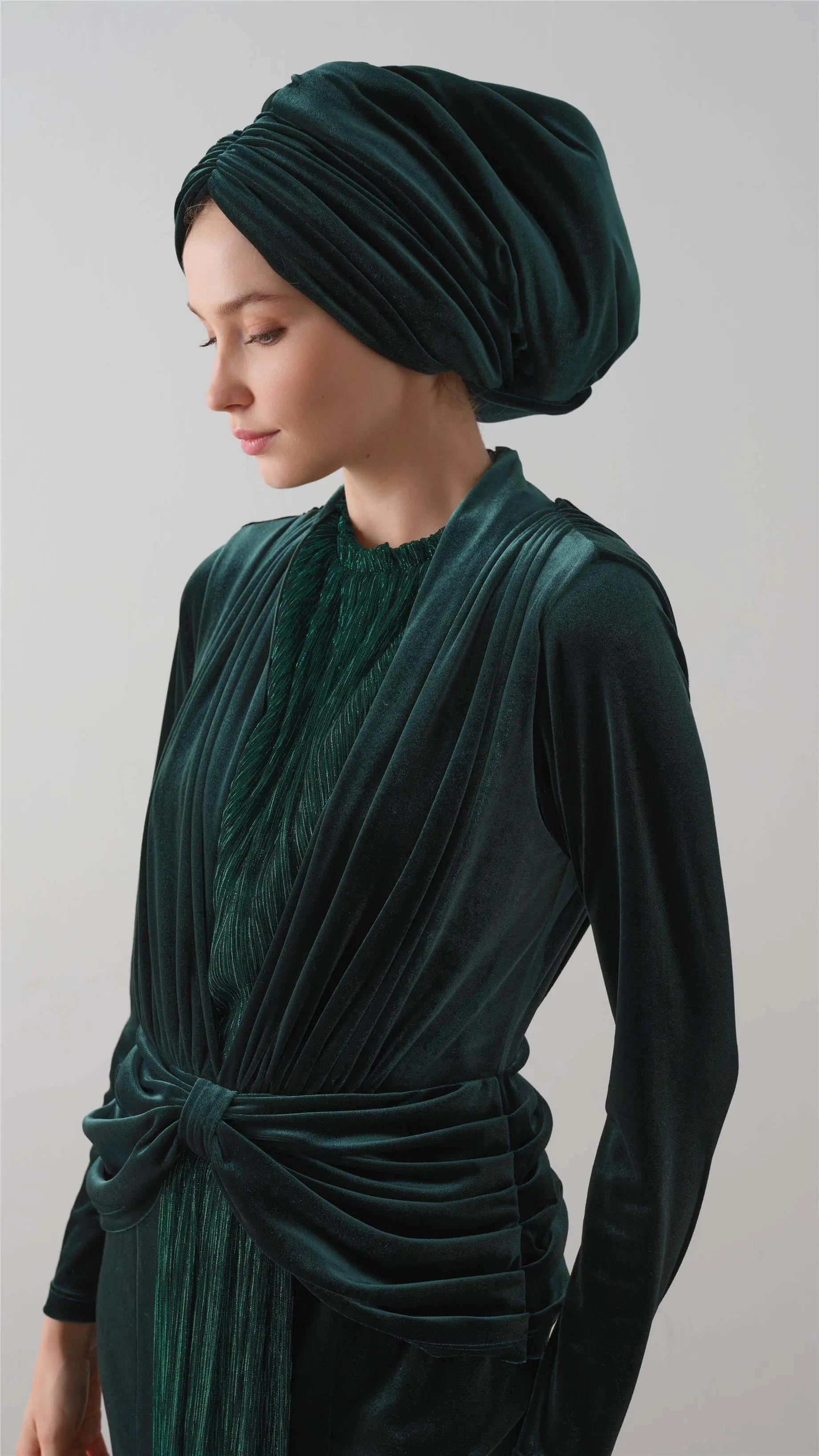 KADİFE DRAPE BONE Yeşil, photo 2