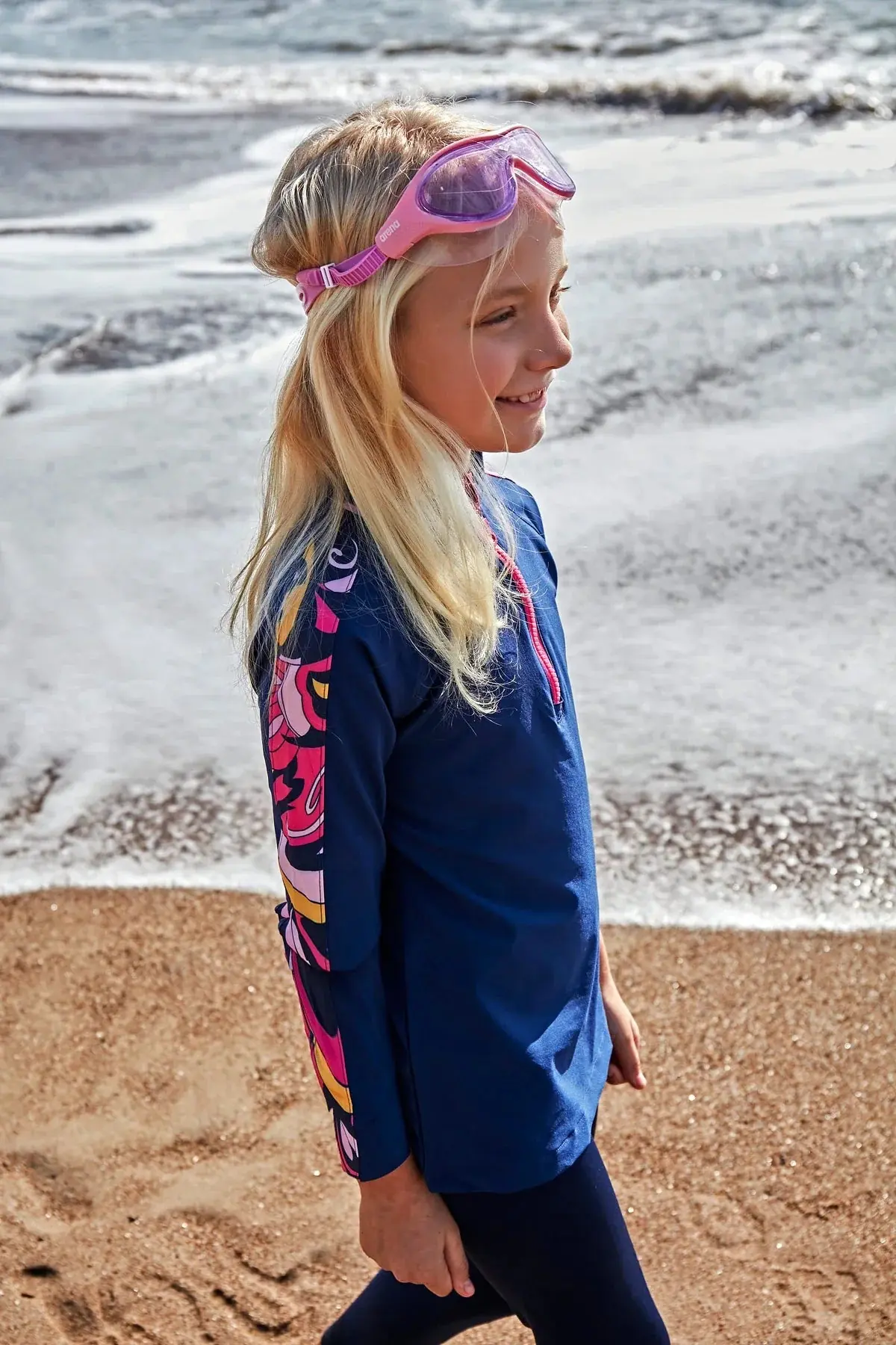 Marina Parachute Girls Modest Swimsuit - Colorful/Navy Blue - K2402, photo 2