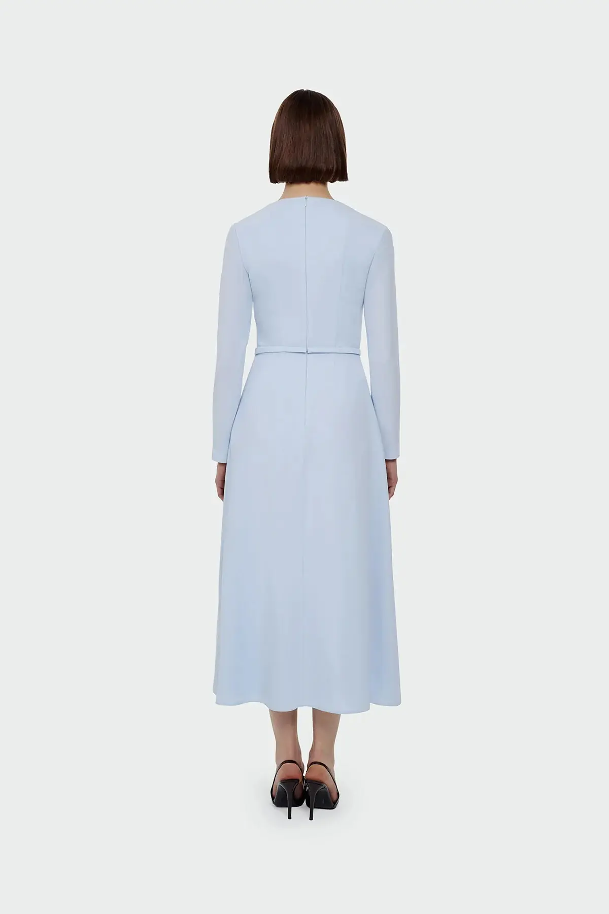 Pleated Belted Maxi Dress – Light Blue, photo 4