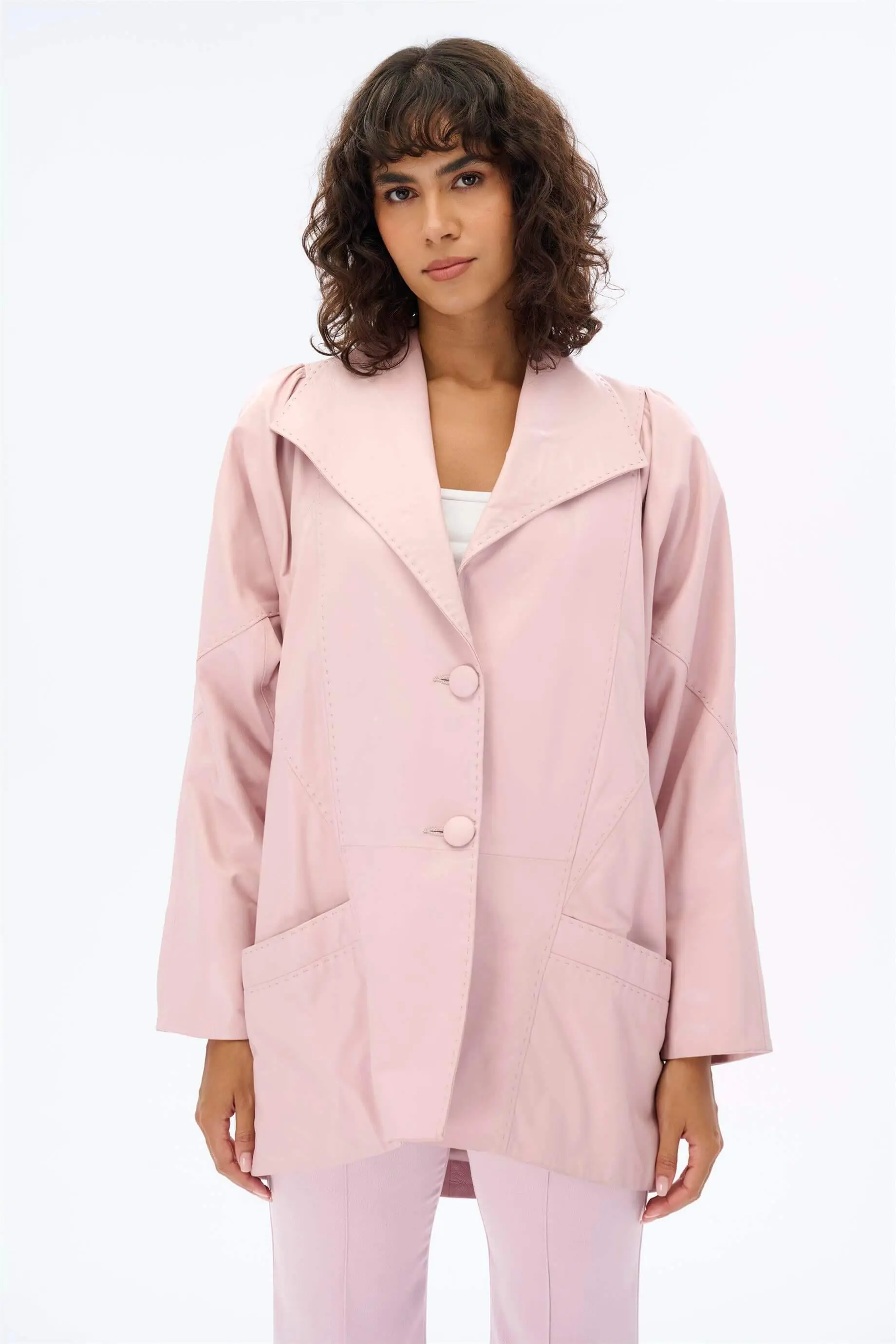 Oversized Leather Jacket – Pink