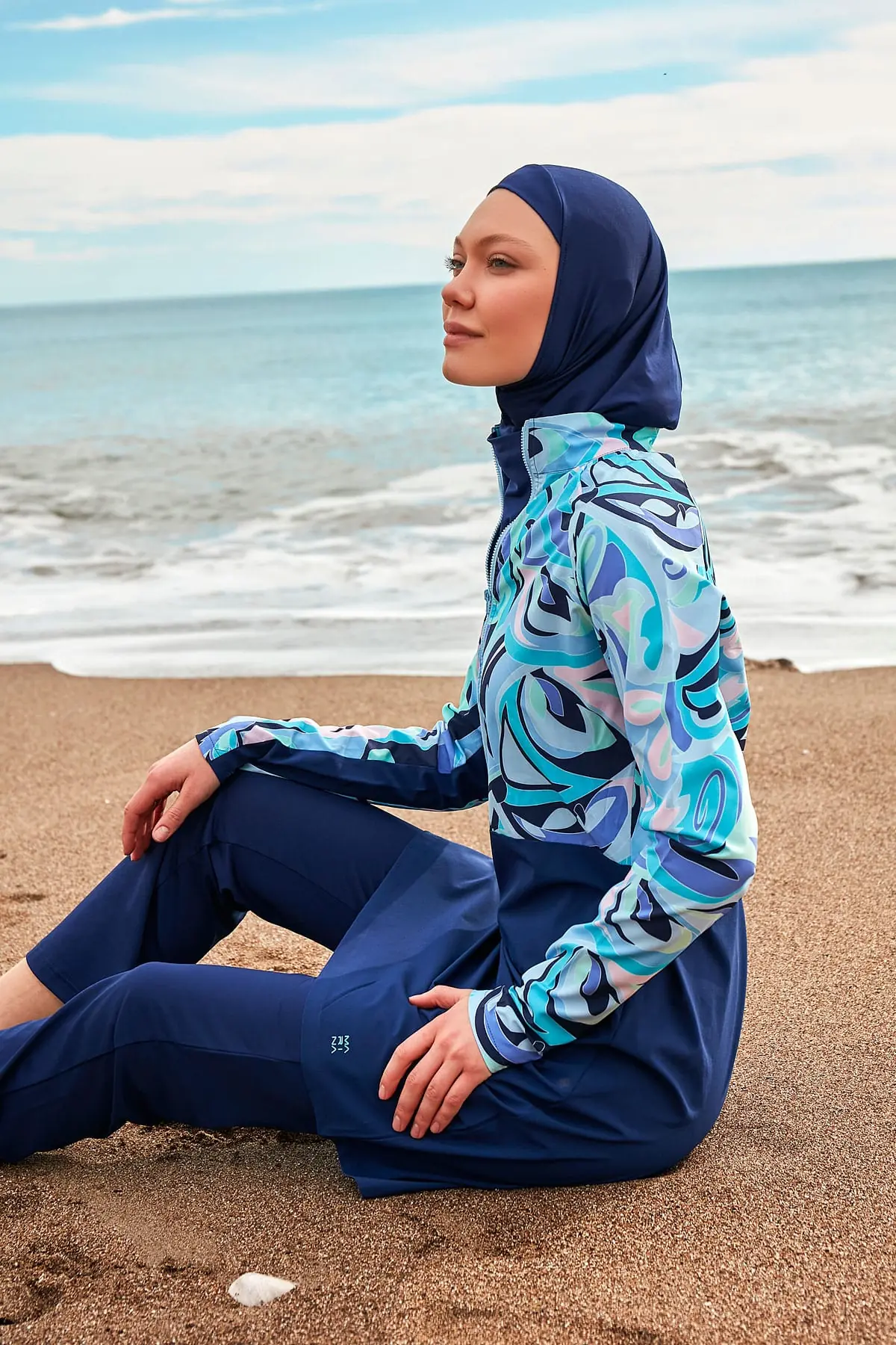 Woven Navy Burkini Modest Swimwear M2498, photo 4