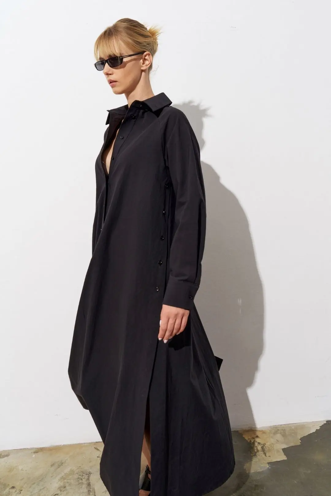 Poplin Shirt Maxi Dress – Black, photo 3
