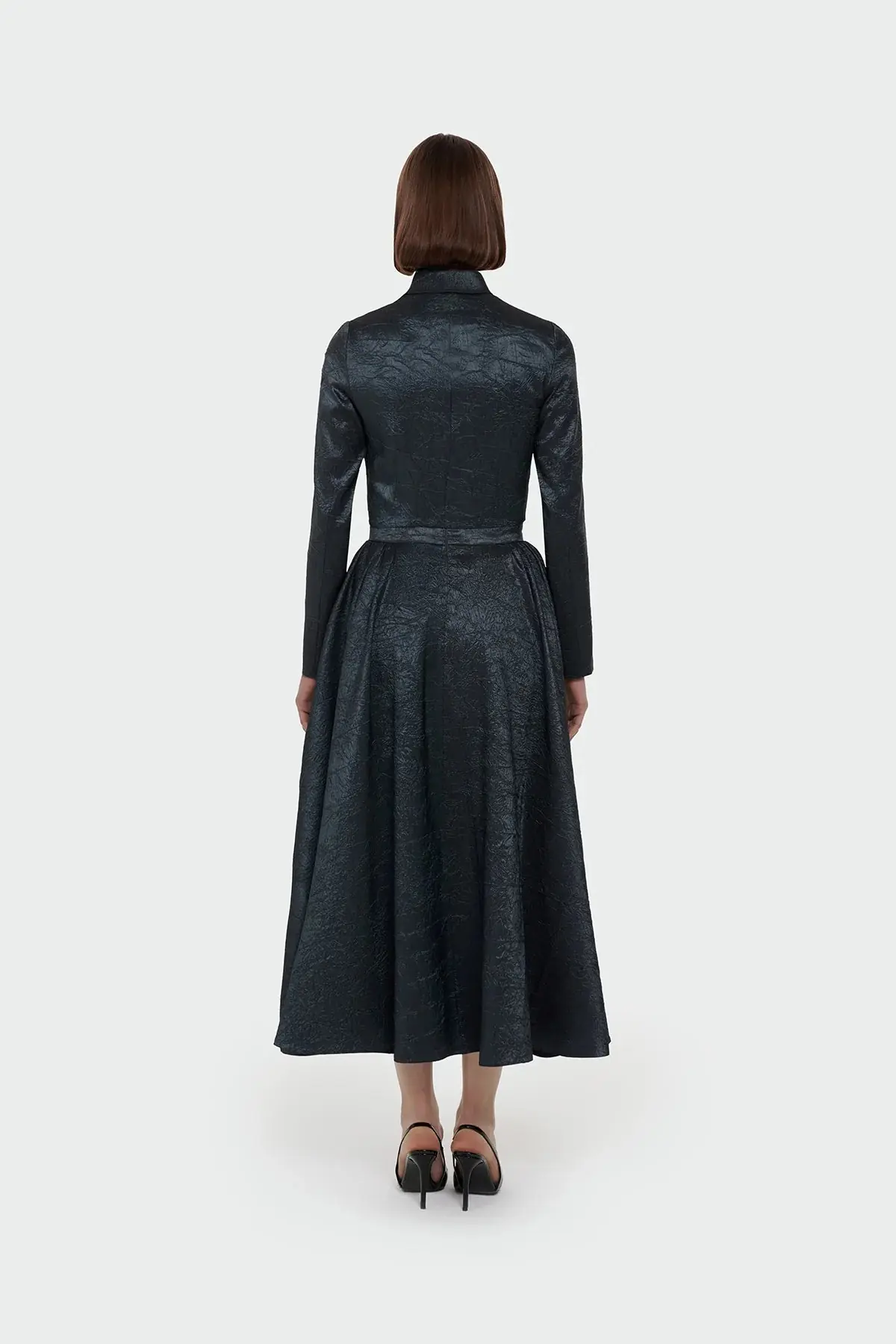 Shirt Collar Cropped Jacket & Skirt Set - Emerald, photo 4