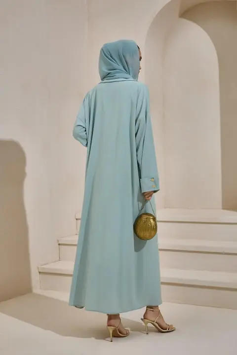 Crepe Trench Abaya - Mint Green, photo 4