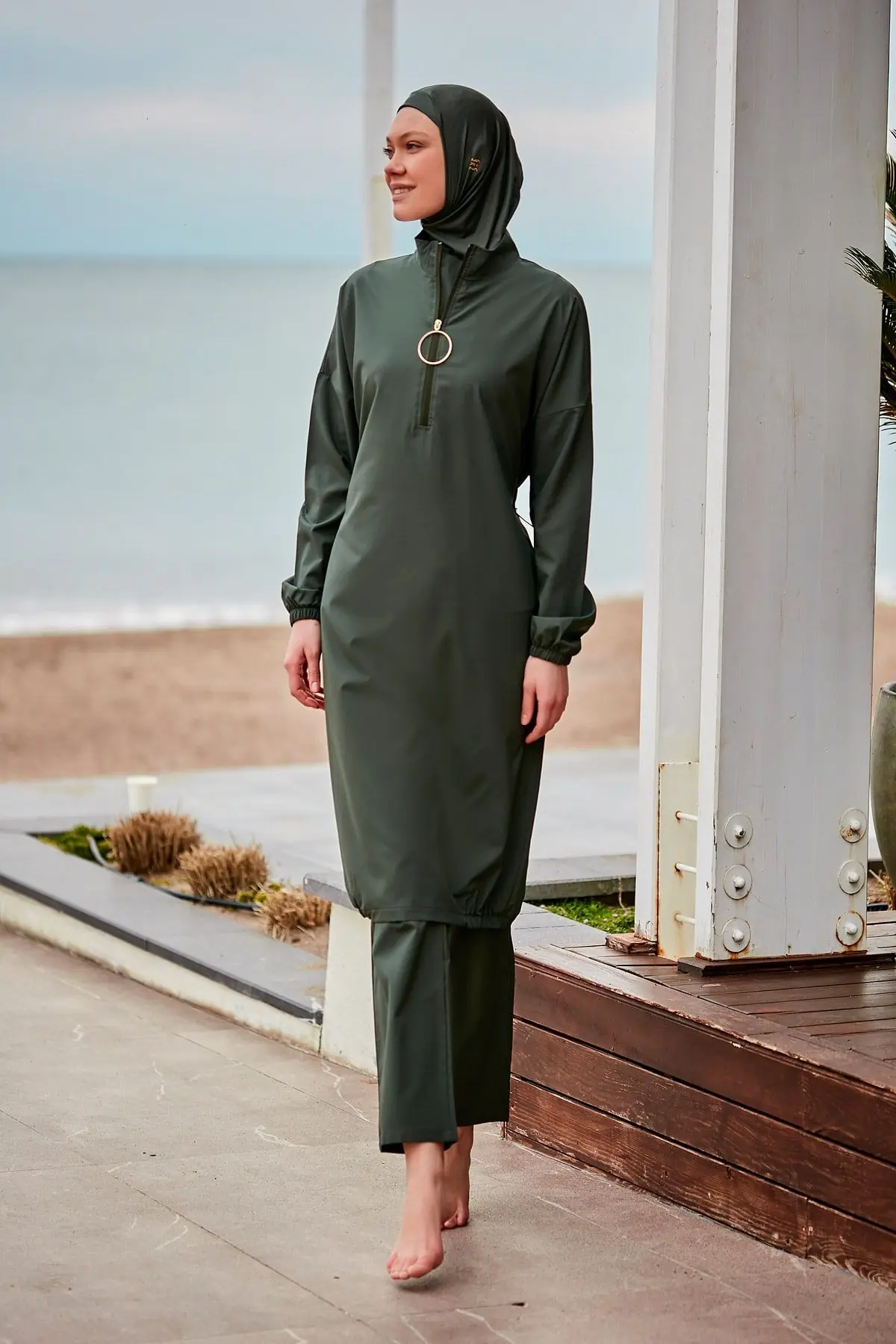 Woven Khaki Burkini Modest Swimwear M2406, photo 5