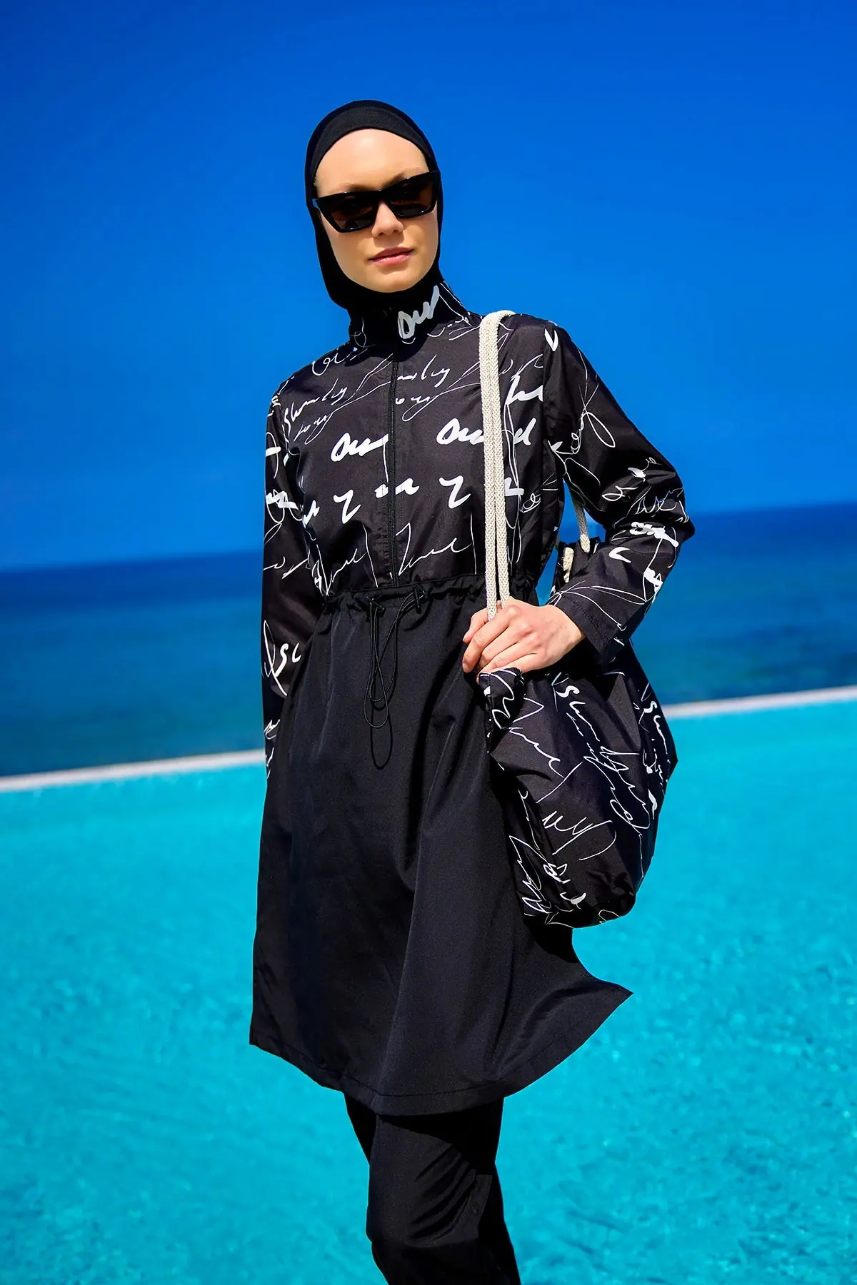 Black Full Coverage Modest Swimwear Set for Women R2501, photo 3
