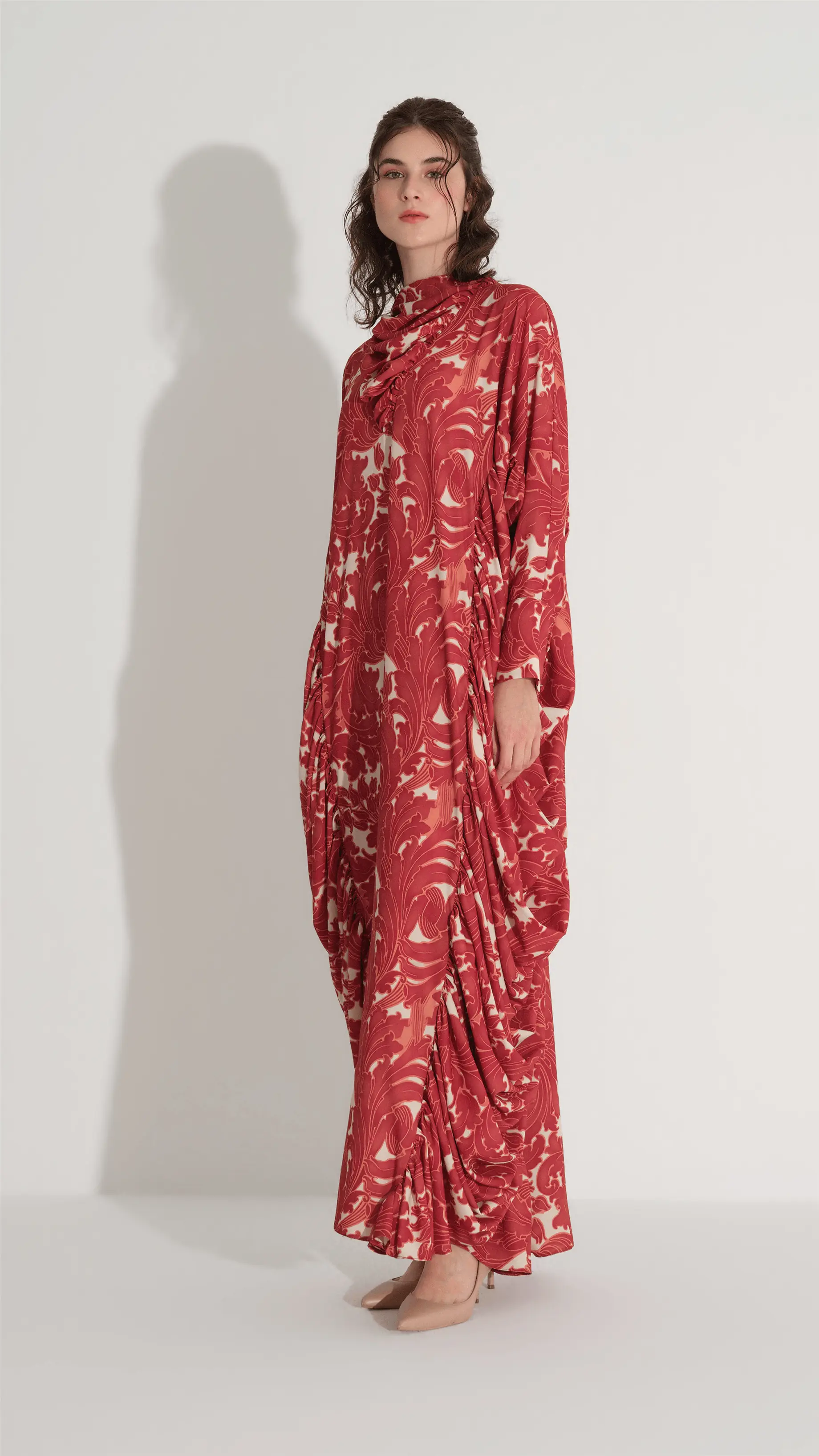 YANLARI BÜZGÜLÜ KAFTAN ELBİSE Tarçın, photo 4