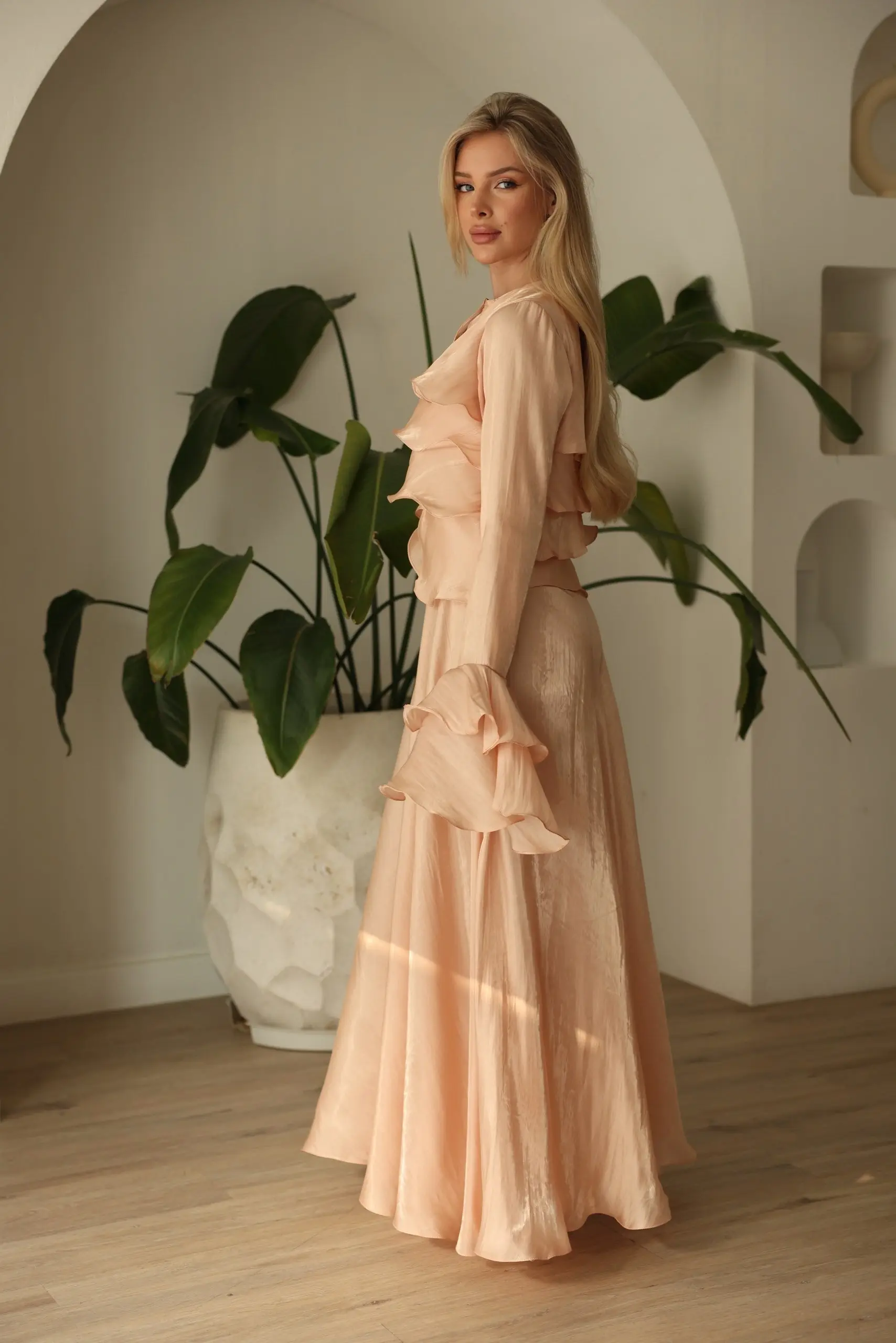 Blush Satin Ruffle Gown – Orchid Dress, photo 4