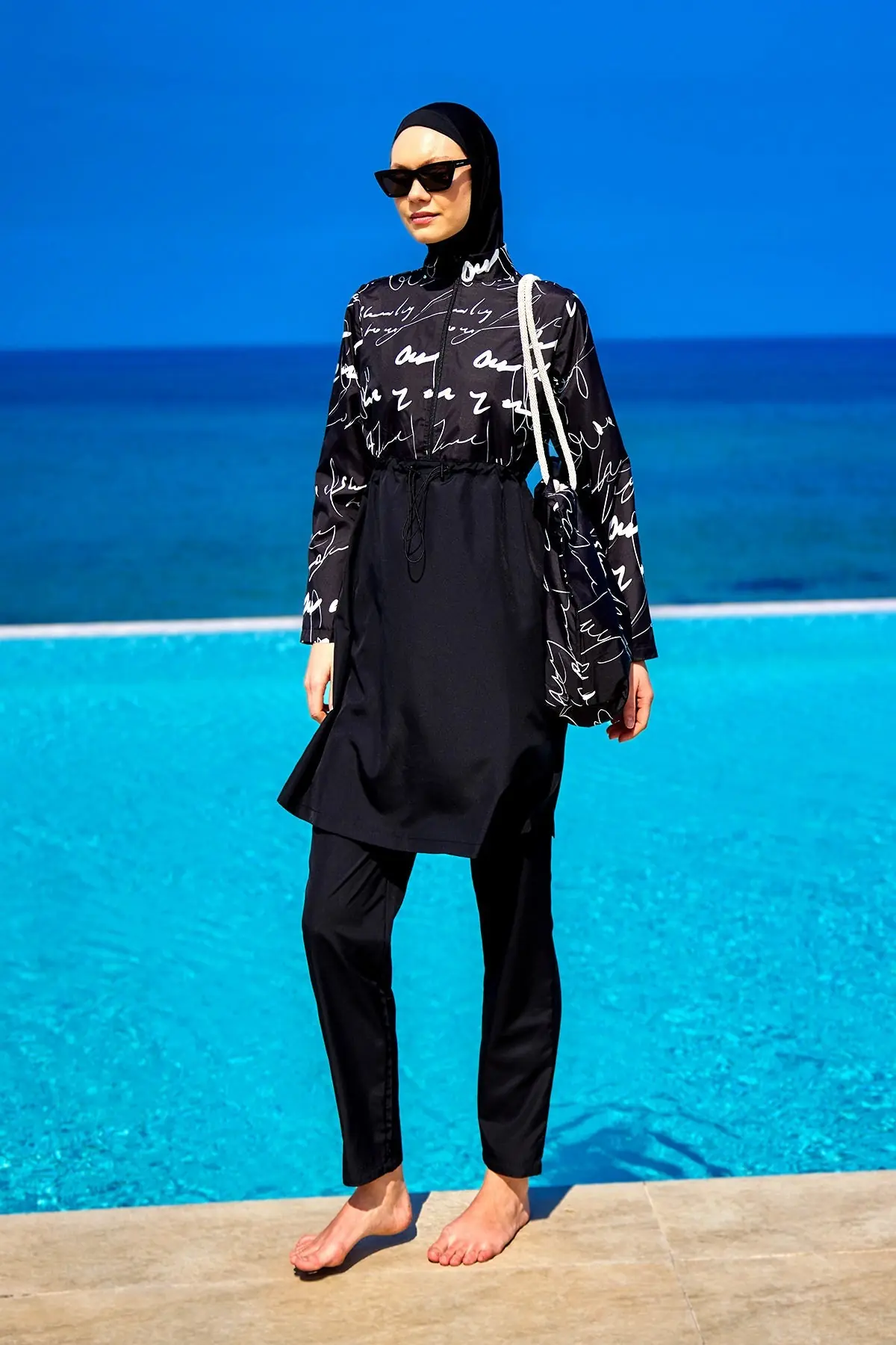 Black Full Coverage Modest Swimwear Set for Women R2501, photo 2