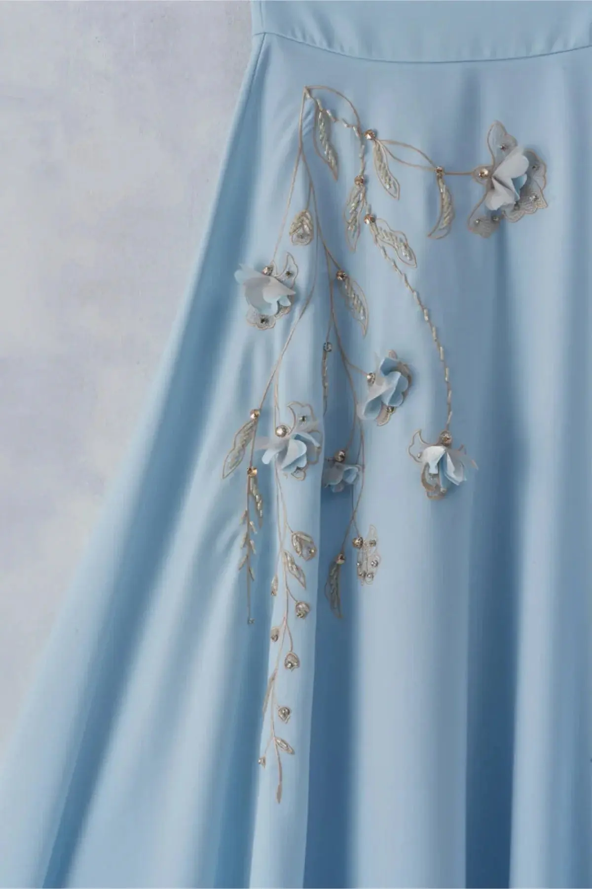 Floral Embroidered Blouse & Skirt Set – Light Blue, photo 4