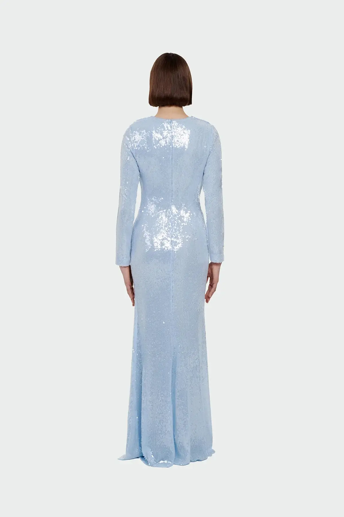 Draped Sequin Evening Dress – Baby Blue, photo 4