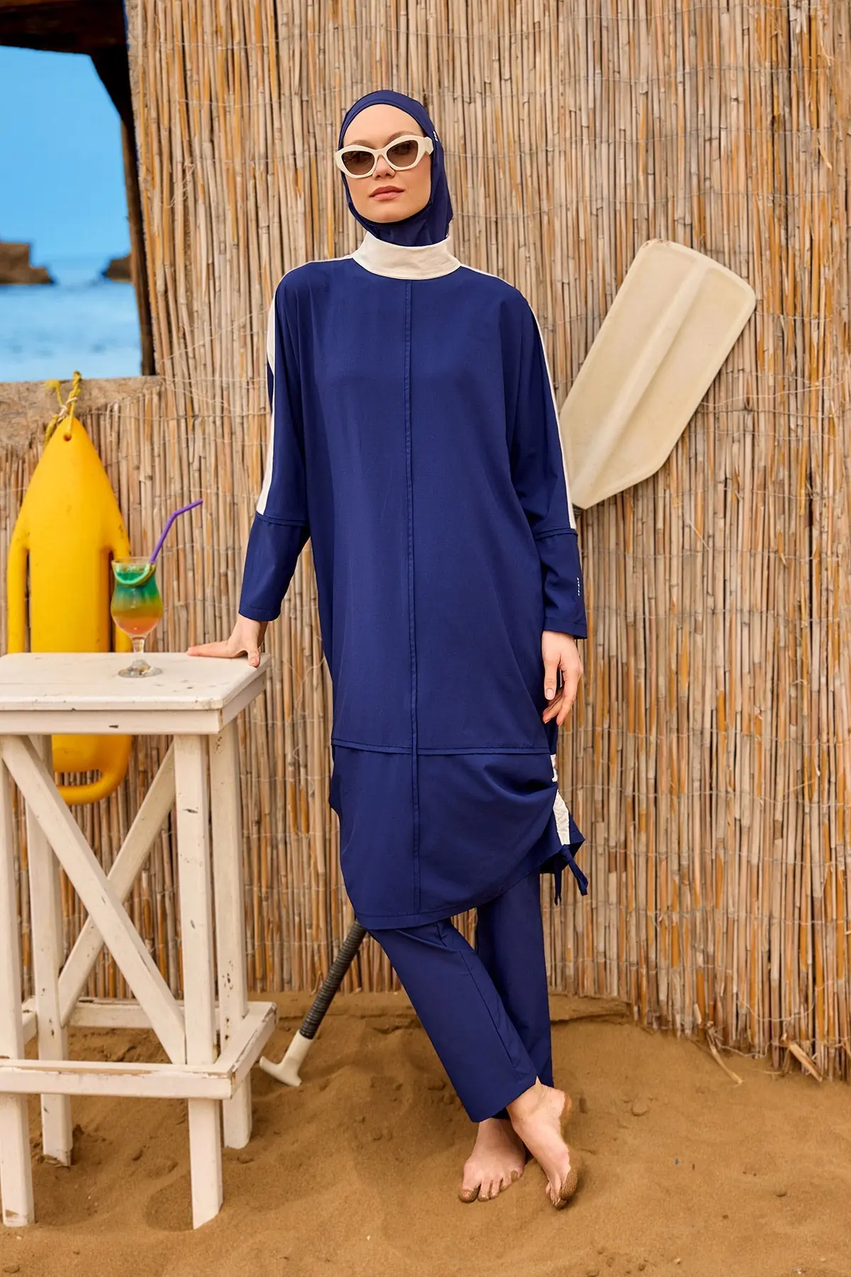 Navy Full Coverage Modest Swimwear Burkini Set M2521-2